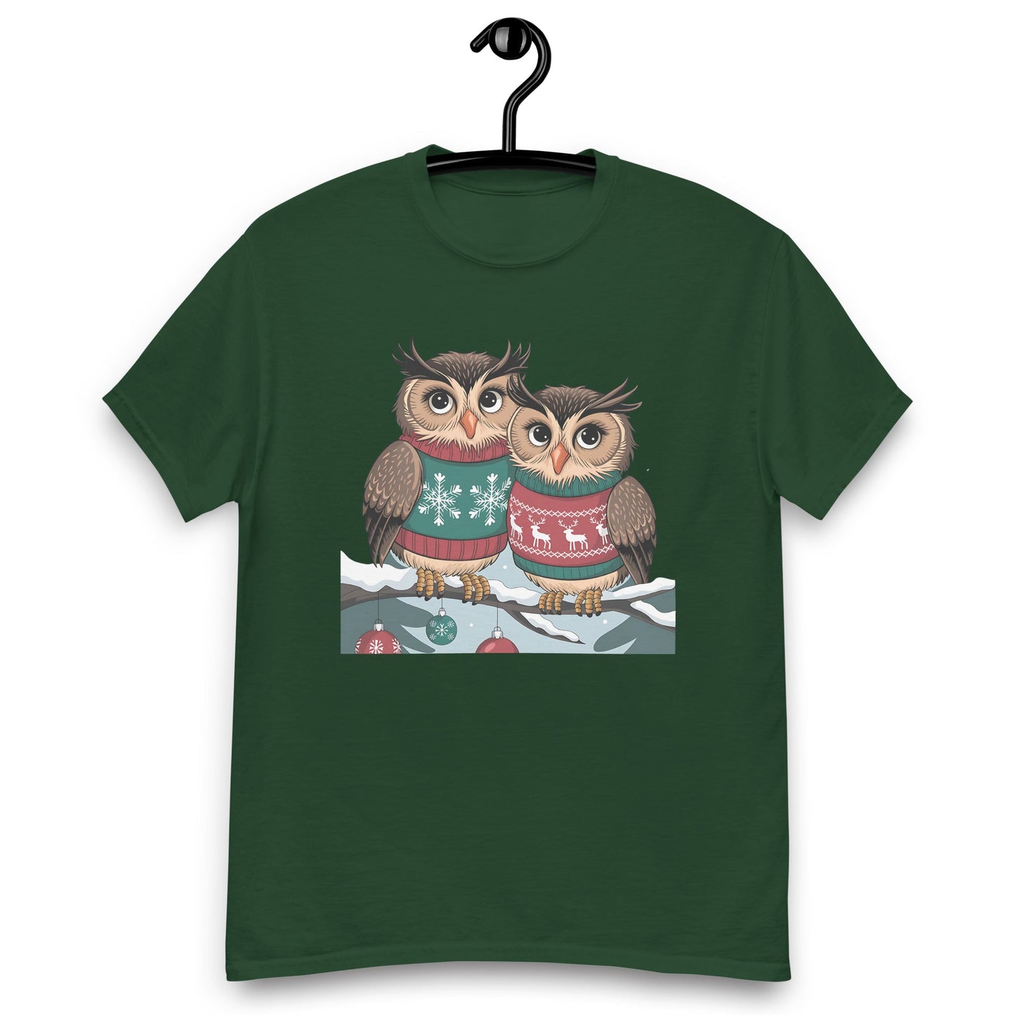 Two Owls in Christmas Sweaters T-Shirt | 100% Cotton Women’s Holiday Tee - Sublimegifts4u.com