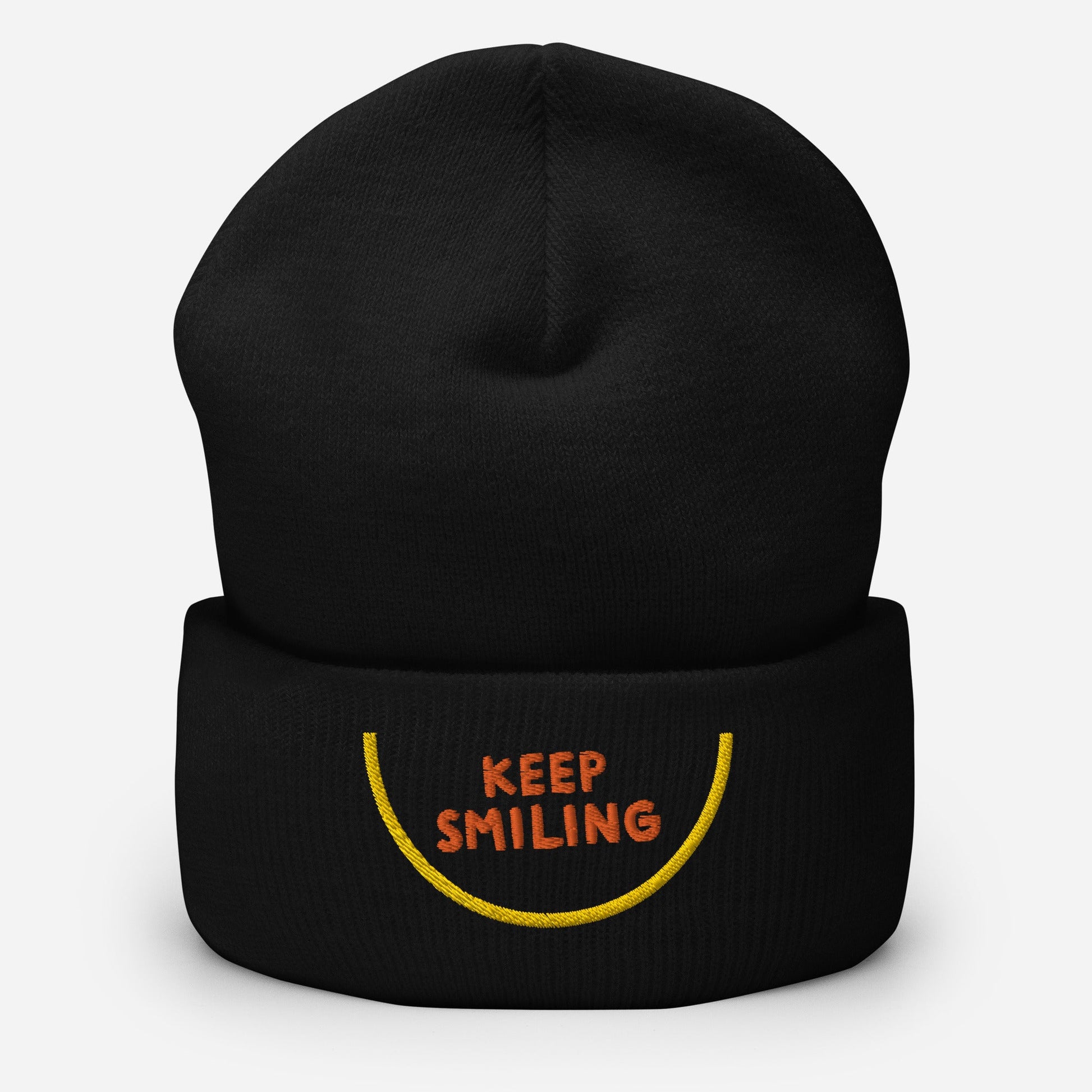 Unisex Beanie with Yellow Smile - "Keep Smiling" Embroidered - Sublimegifts4u.com