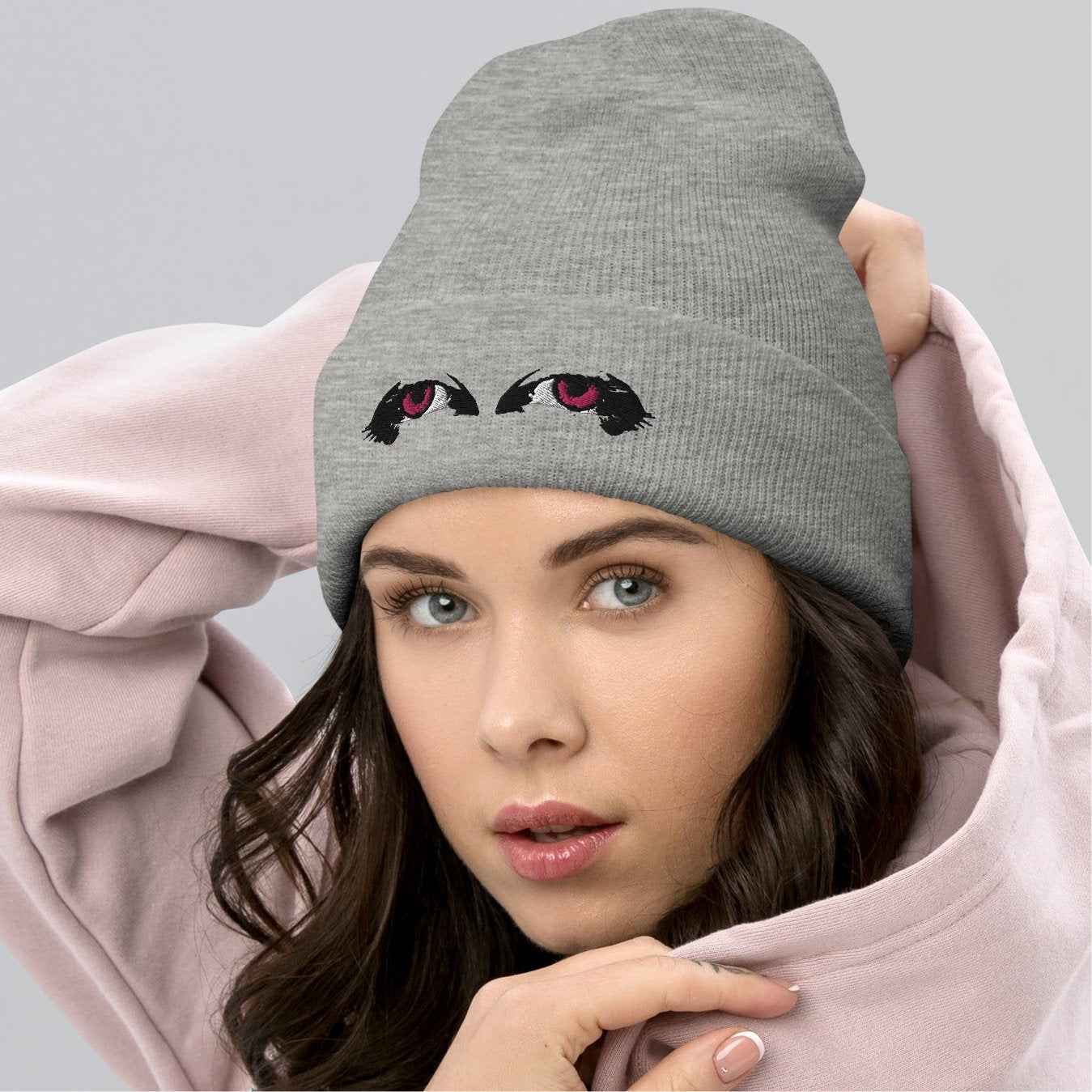 Unisex Beanie - "Y2K Purple Eyes Watching You" Embroidery - Sublimegifts4u.com