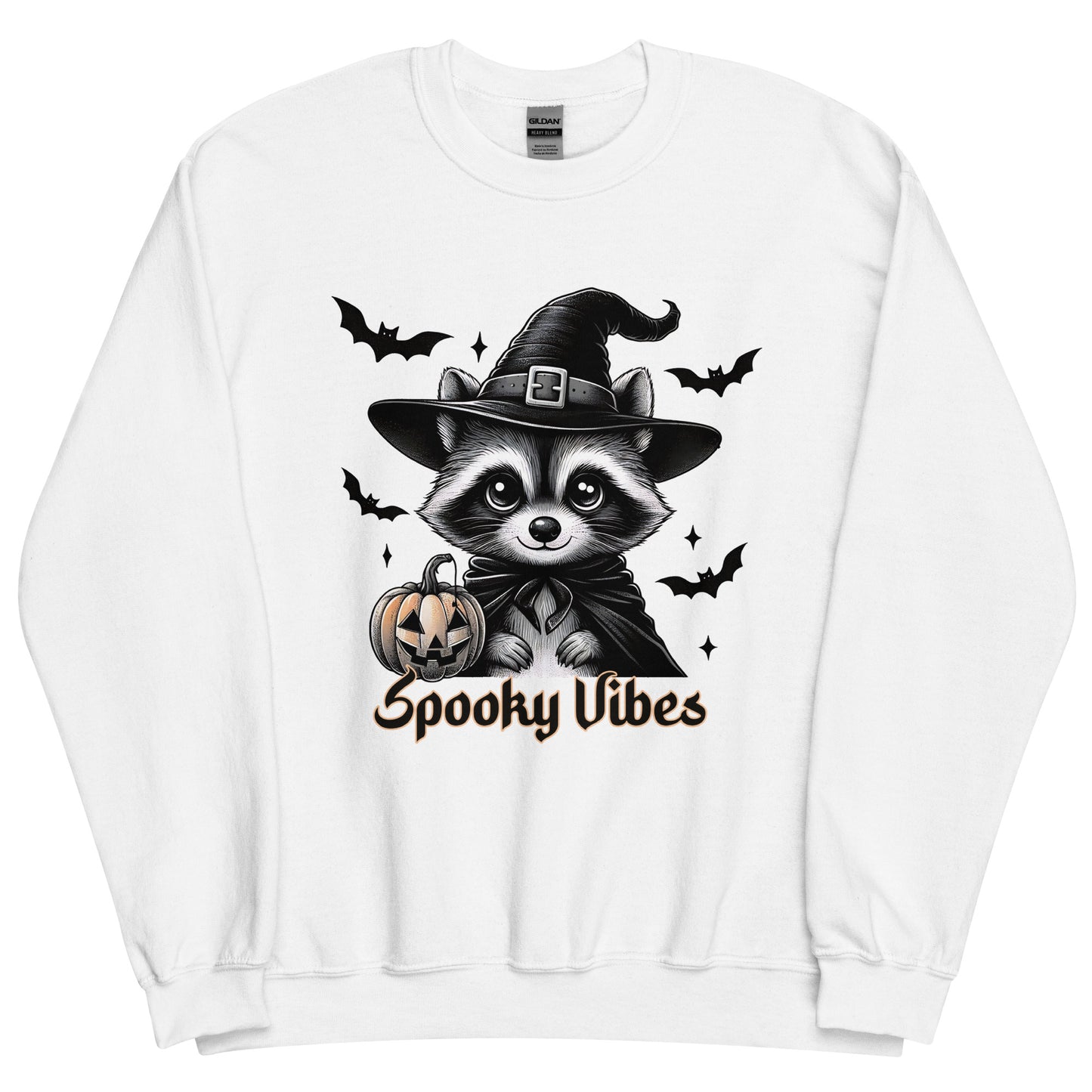 Womens 'Spooky Vibes' Halloween Raccoon Sweatshirt - Cozy & Cute for Fall