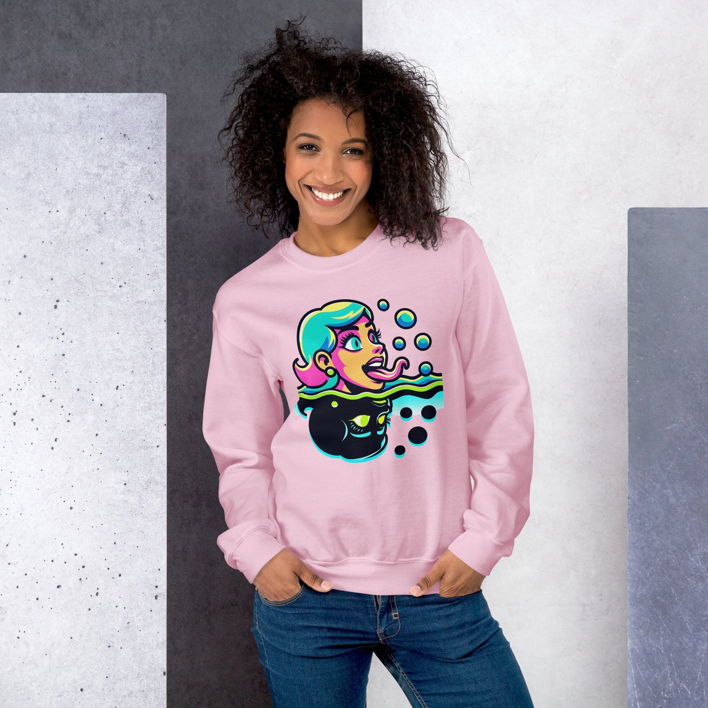 Unisex Neon Bold Lady Sweatshirt - Mirrored Design | Warm & Soft - Sublimegifts4u.com