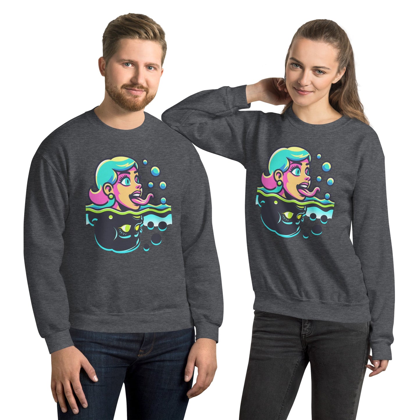 Unisex Neon Bold Lady Sweatshirt - Mirrored Design | Warm & Soft - Sublimegifts4u.com