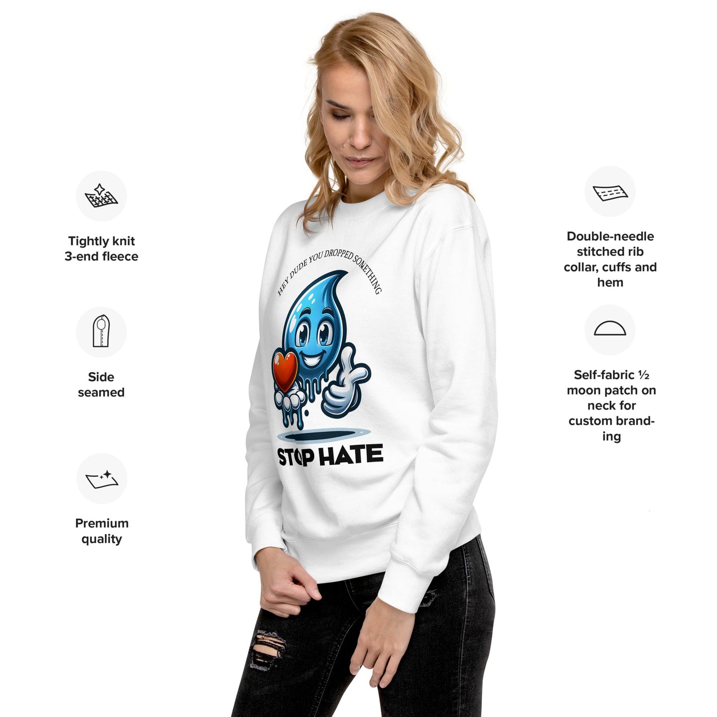 Unisex Sweatshirt - Blue Emoji "Dude, You Dropped Something" | Stop Hate | Soft & Cozy - Sublimegifts4u.com