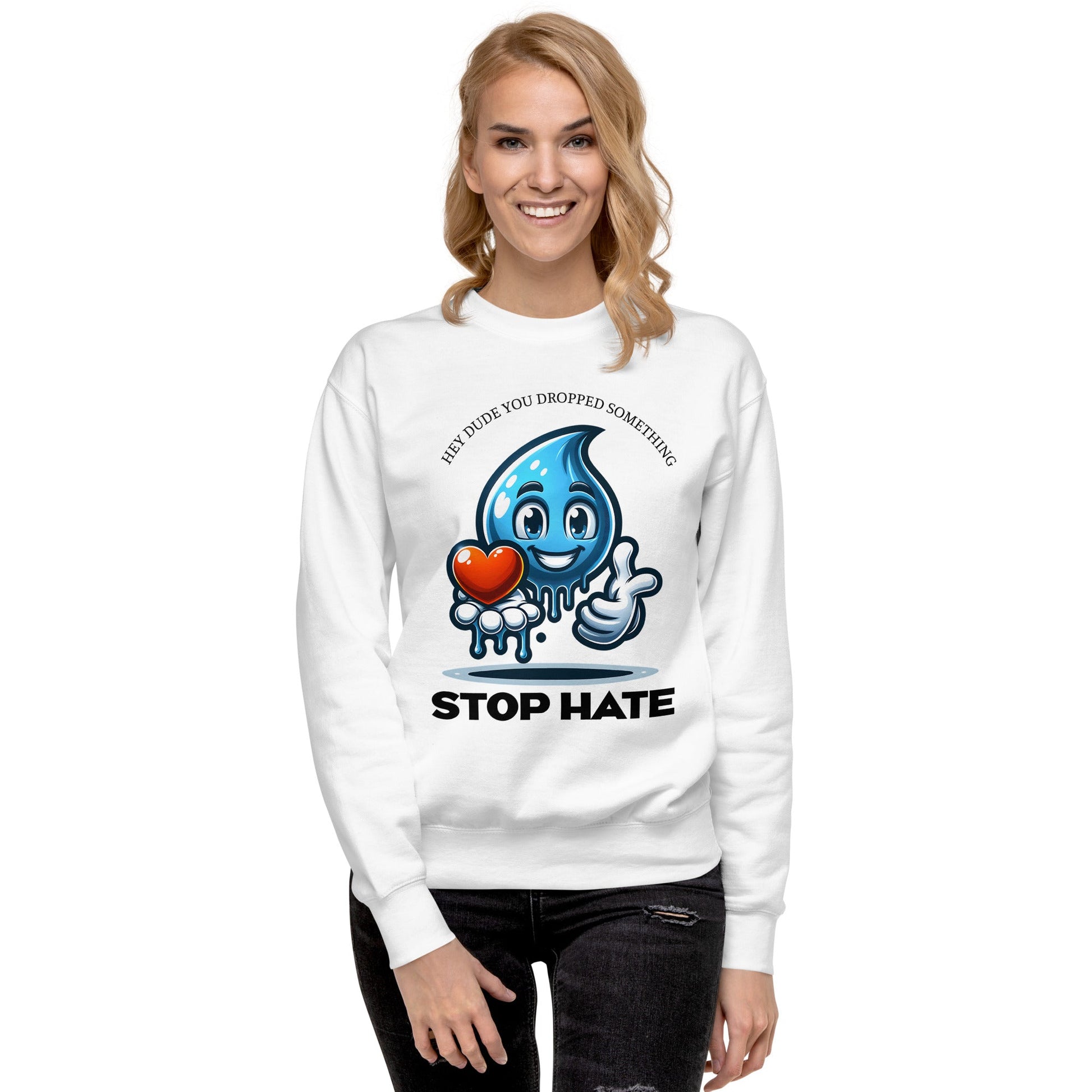 Unisex Sweatshirt - Blue Emoji "Dude, You Dropped Something" | Stop Hate | Soft & Cozy - Sublimegifts4u.com