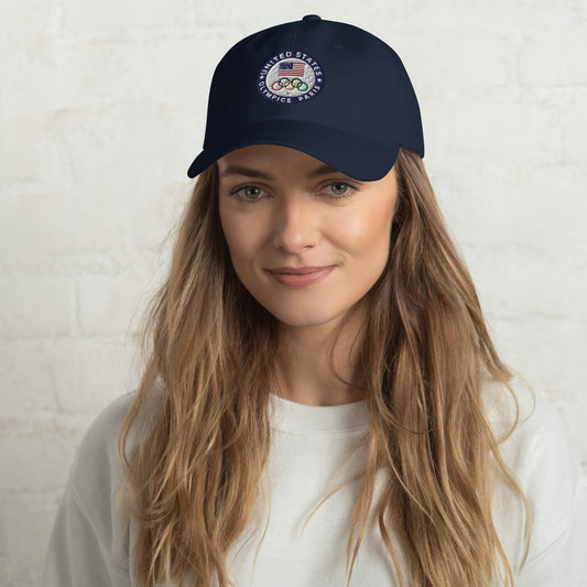 United States Olympics Paris Logo Dad Hat - Adjustable Low Profile Cap - Sublimegifts4u.com