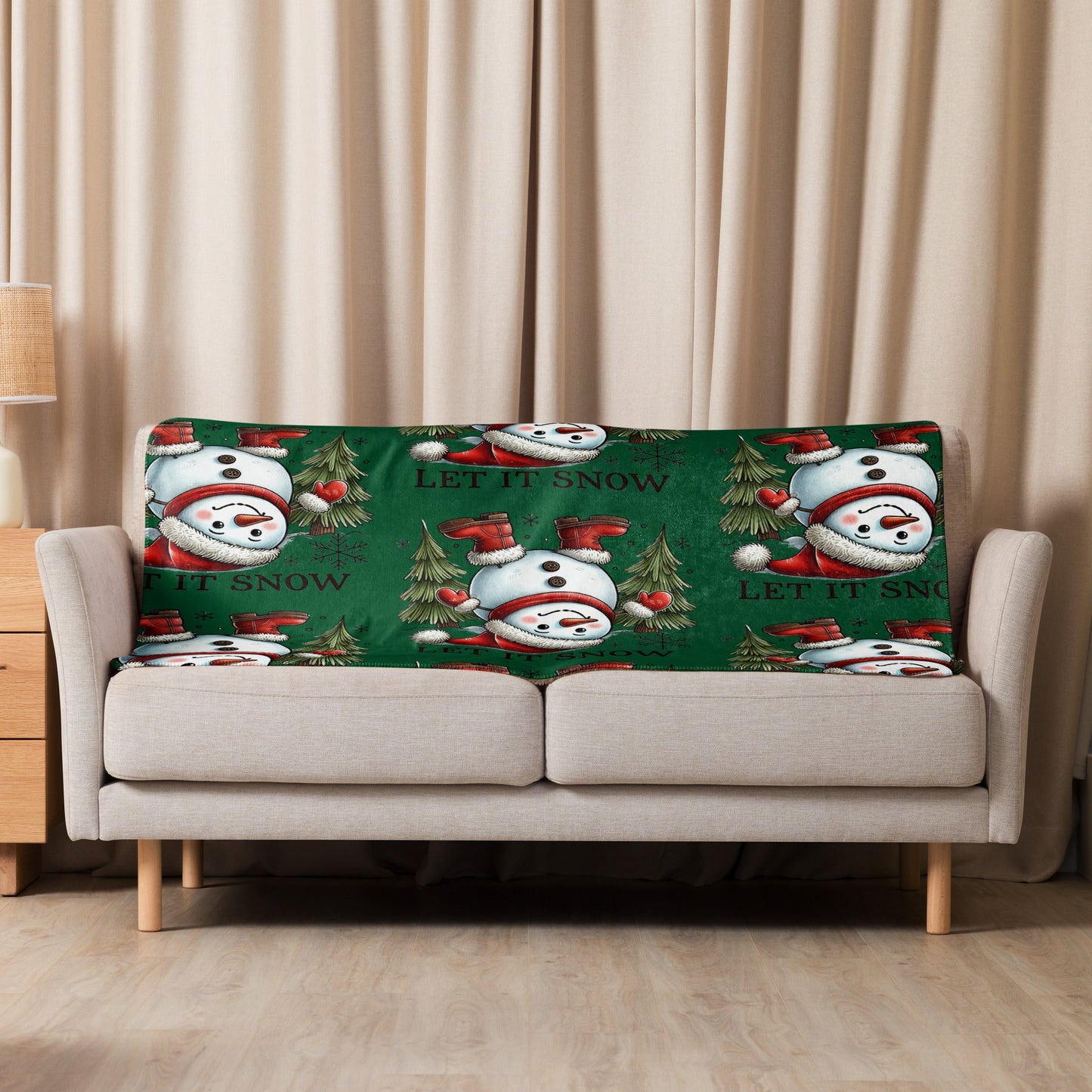 Upside - Down Snowman Sherpa Blanket – Let It Snow | 37"x57" Green Holiday Throw - Sublimegifts4u.com