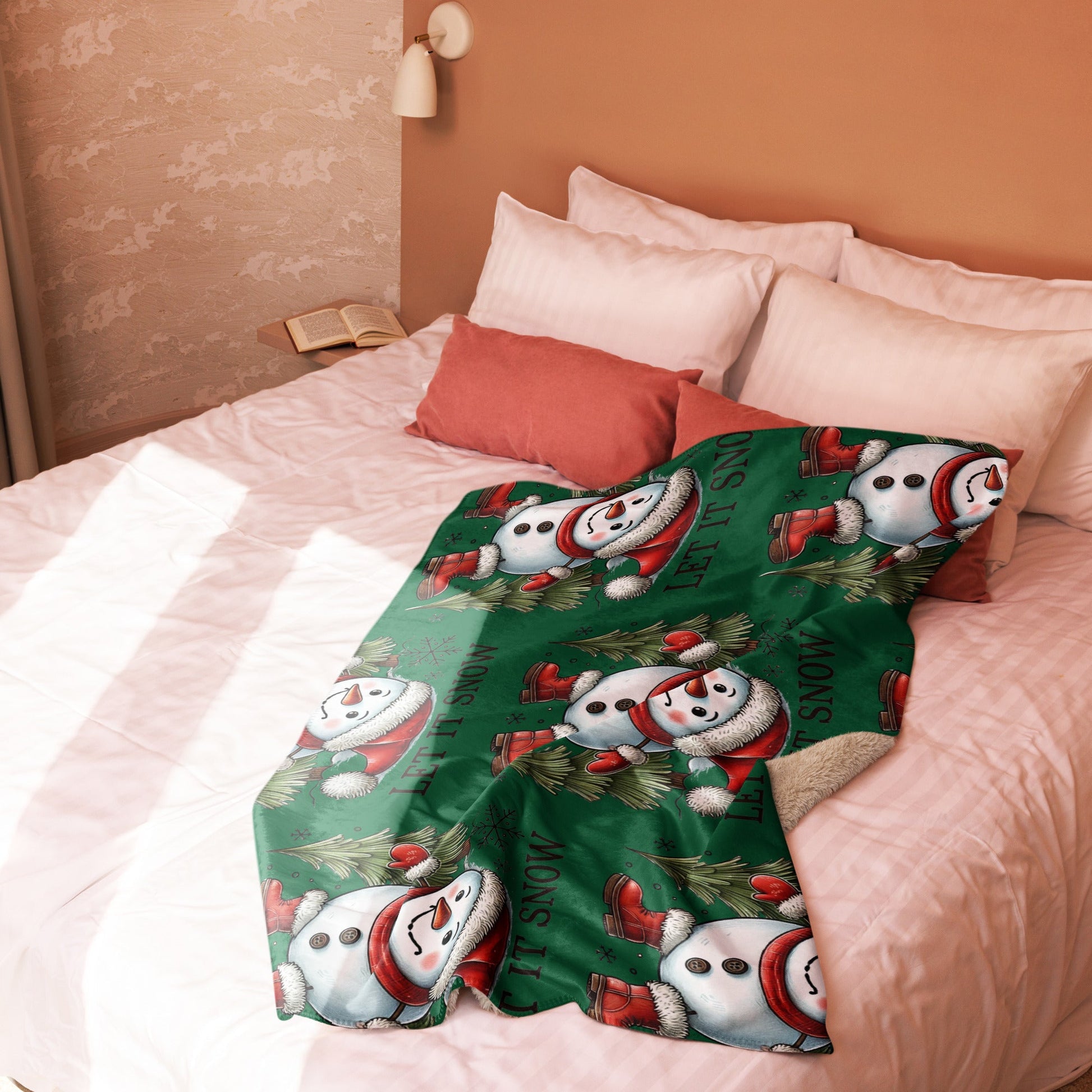 Upside - Down Snowman Sherpa Blanket – Let It Snow | 37"x57" Green Holiday Throw - Sublimegifts4u.com