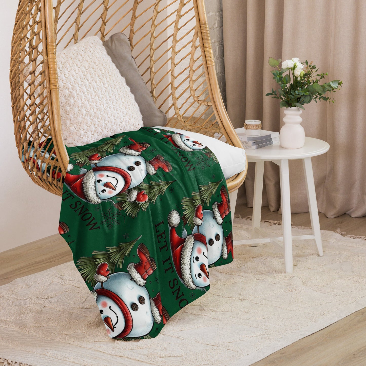 Upside - Down Snowman Sherpa Blanket – Let It Snow | 37"x57" Green Holiday Throw - Sublimegifts4u.com