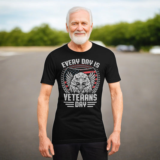 Veteran Eagle Flag T-Shirt - "Every Day is Veterans Day" - Men's Patriotic Tee - Sublimegifts4u.com