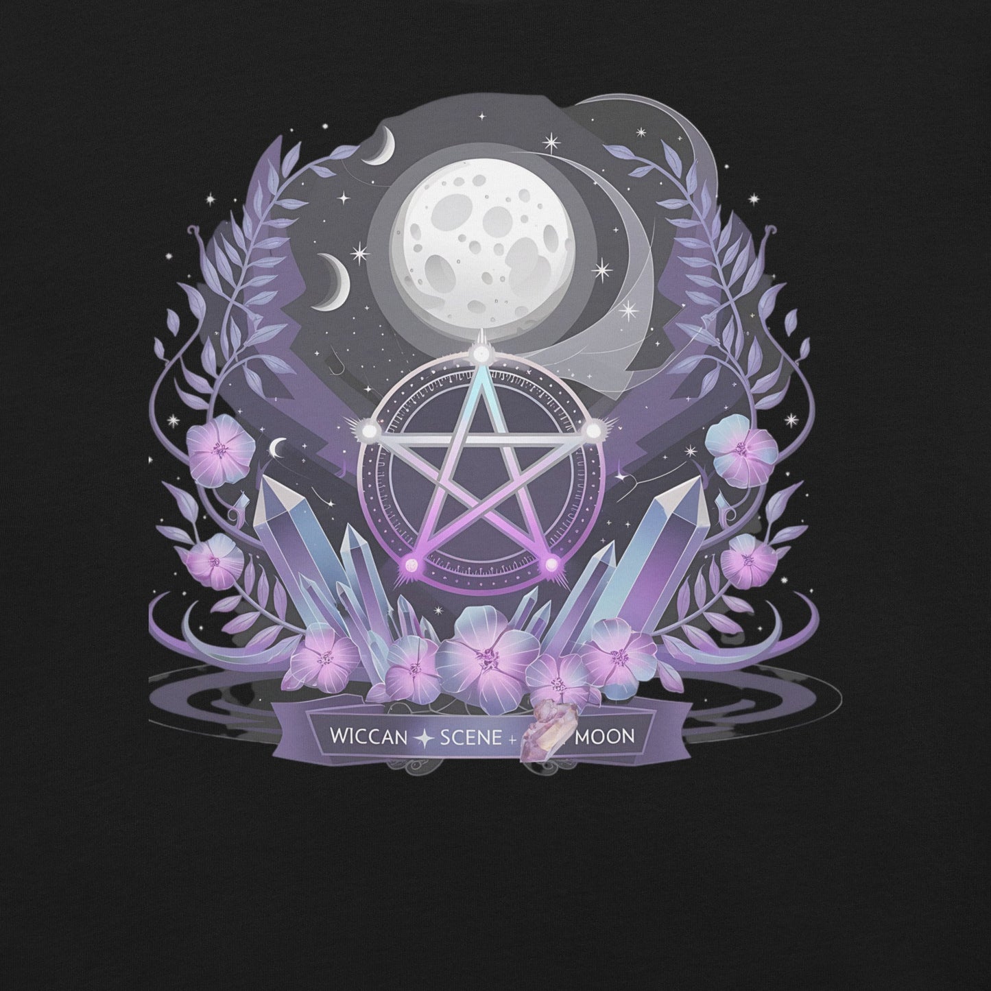 Wiccan Tee with Purple Crystals & Symbol for Women | Soft, Lightweight & Flattering - Sublimegifts4u.com