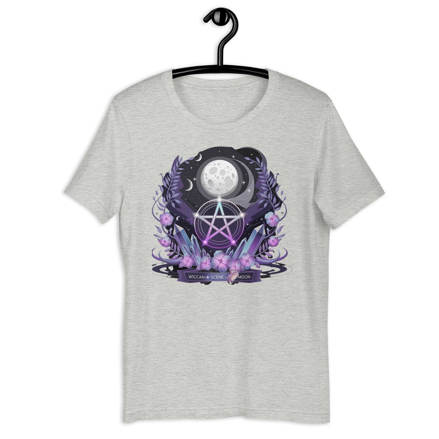 Wiccan Tee with Purple Crystals & Symbol for Women | Soft, Lightweight & Flattering - Sublimegifts4u.com