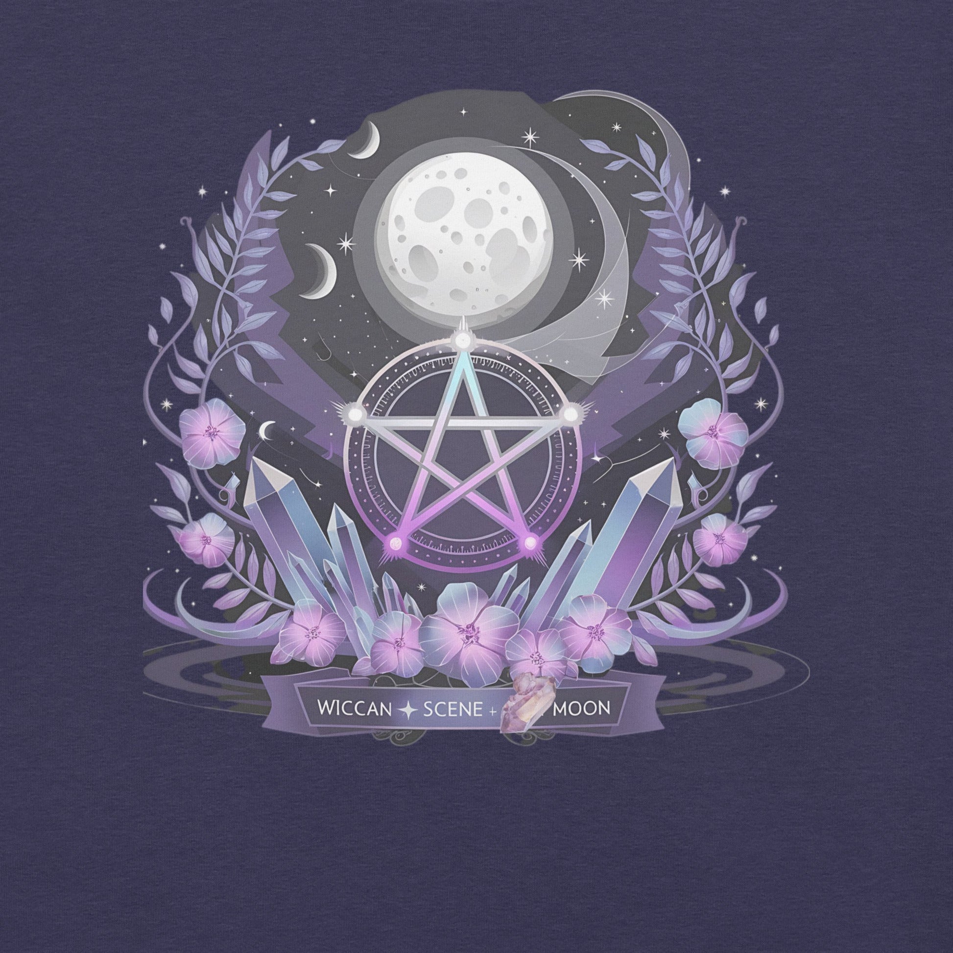 Wiccan Tee with Purple Crystals & Symbol for Women | Soft, Lightweight & Flattering - Sublimegifts4u.com