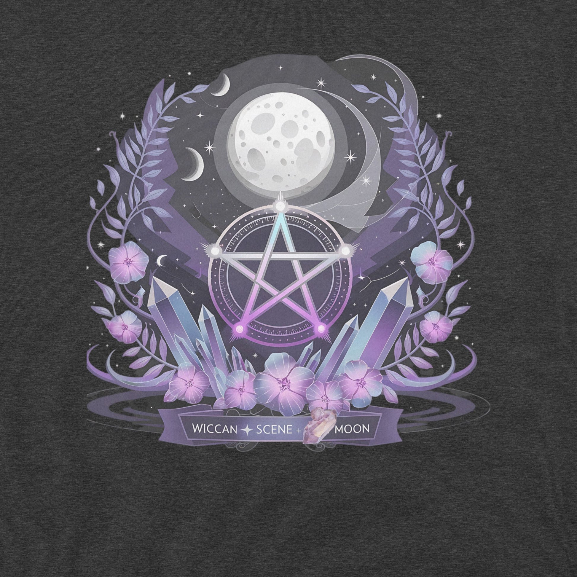 Wiccan Tee with Purple Crystals & Symbol for Women | Soft, Lightweight & Flattering - Sublimegifts4u.com