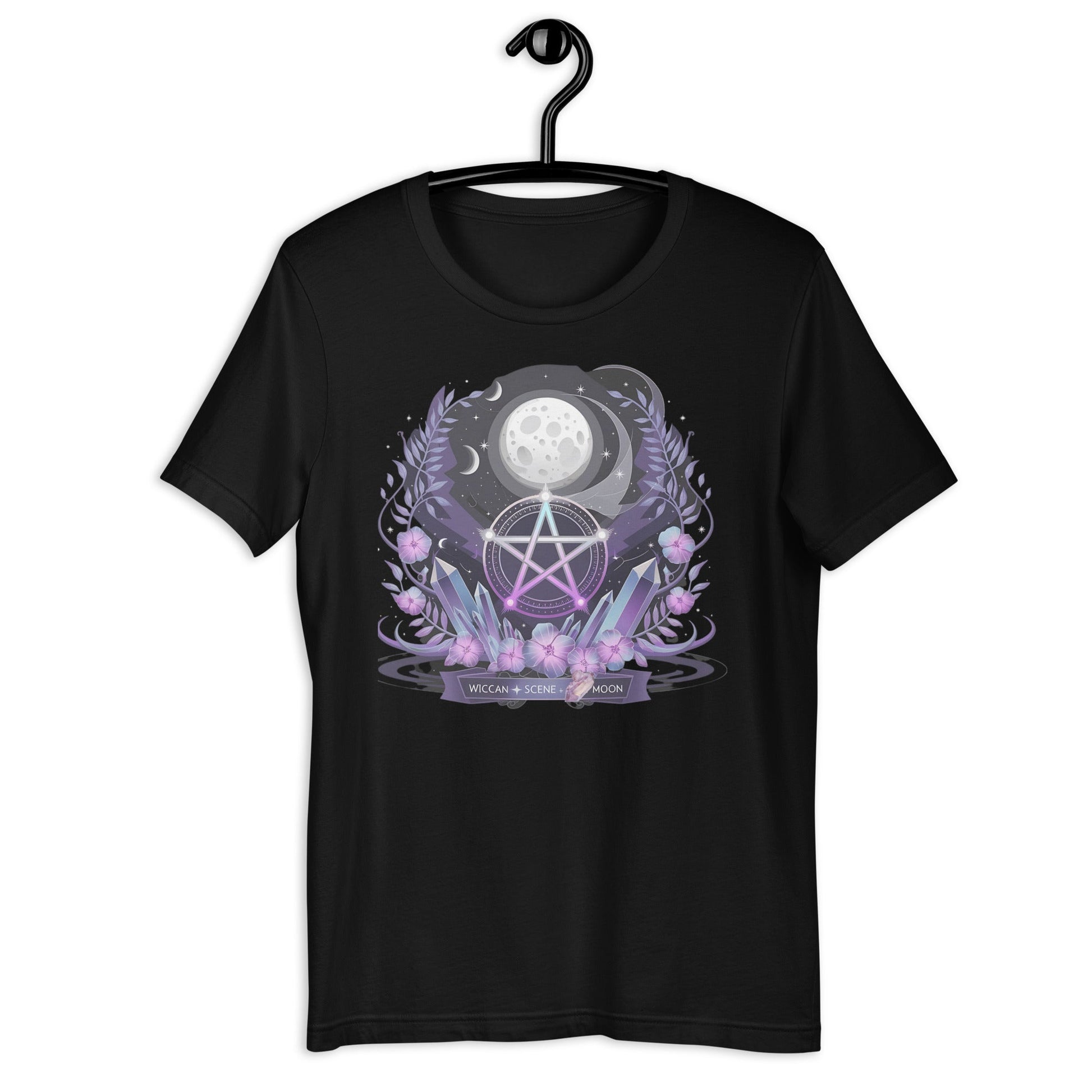 Wiccan Tee with Purple Crystals & Symbol for Women | Soft, Lightweight & Flattering - Sublimegifts4u.com