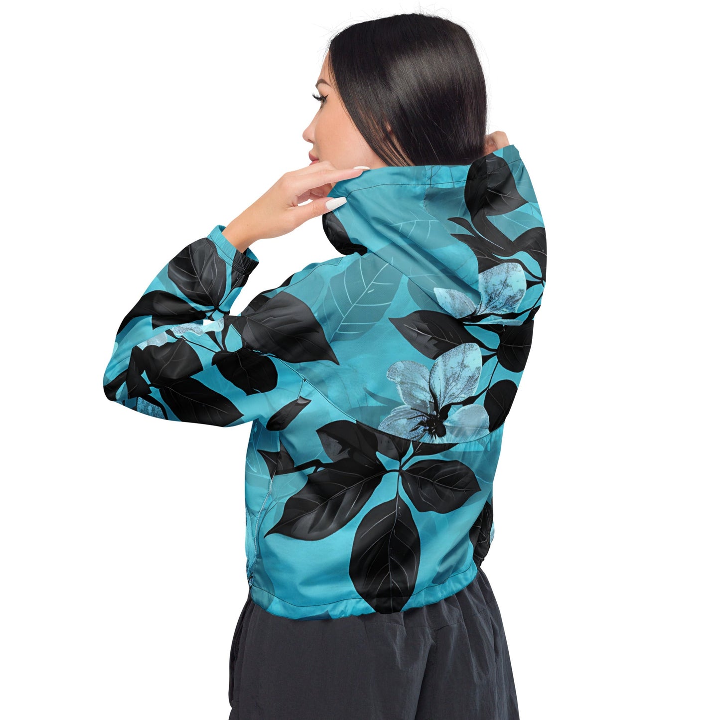 Women's Abstract Neon Cropped Windbreaker - Sublimegifts4u.com