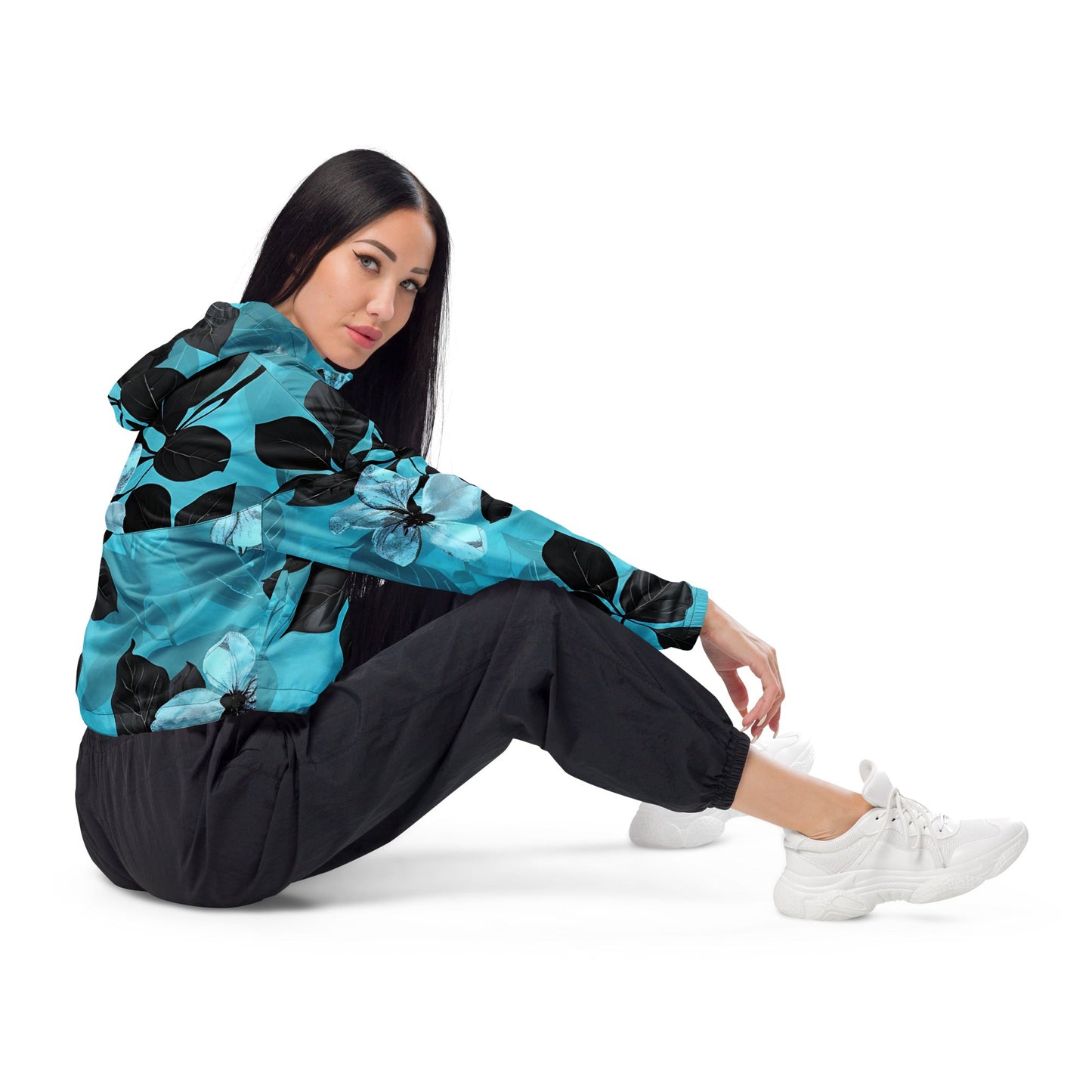 Women's Abstract Neon Cropped Windbreaker - Sublimegifts4u.com