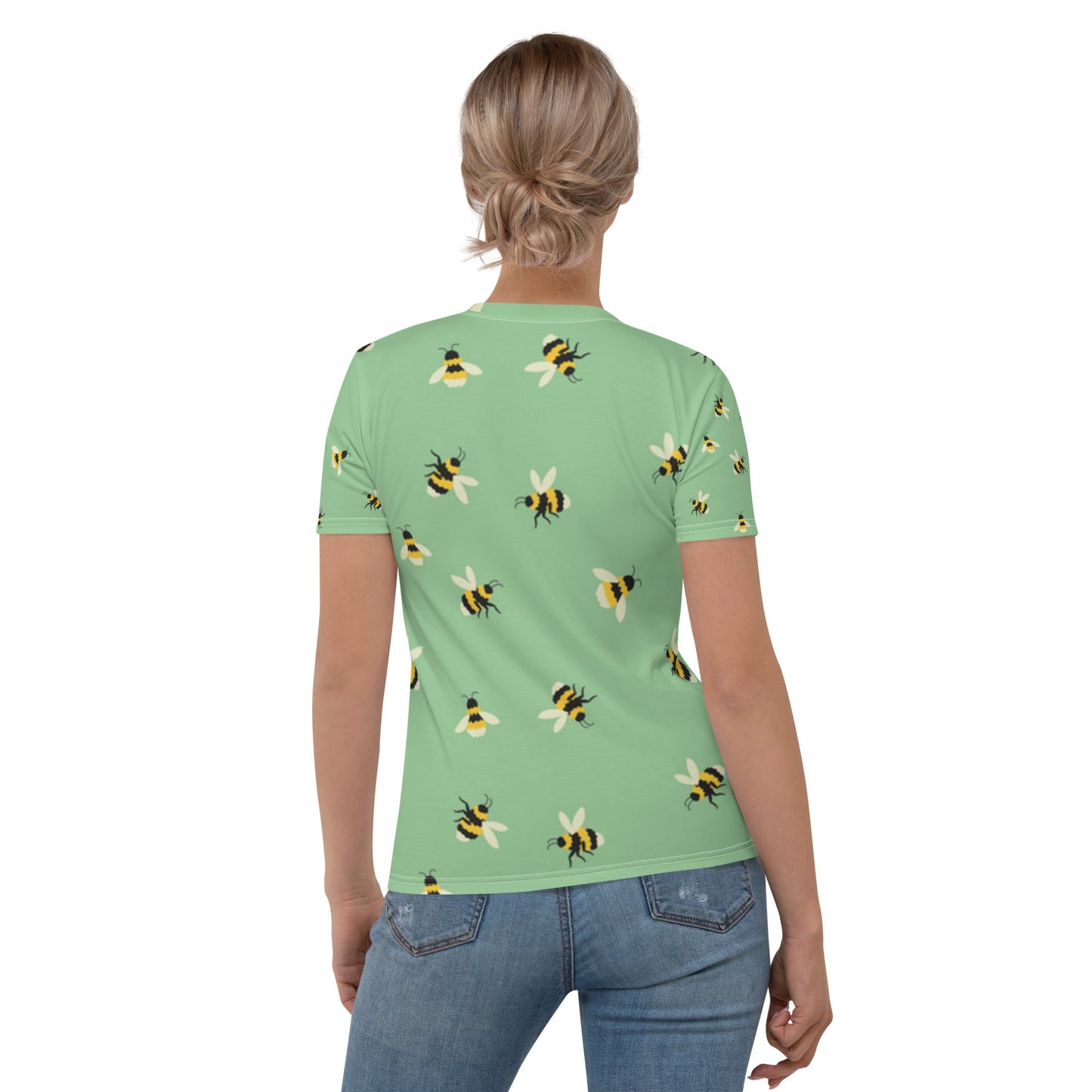 Women’s Bee Print Tee – Light Green Comfort | Stylish & Durable - Sublimegifts4u.com