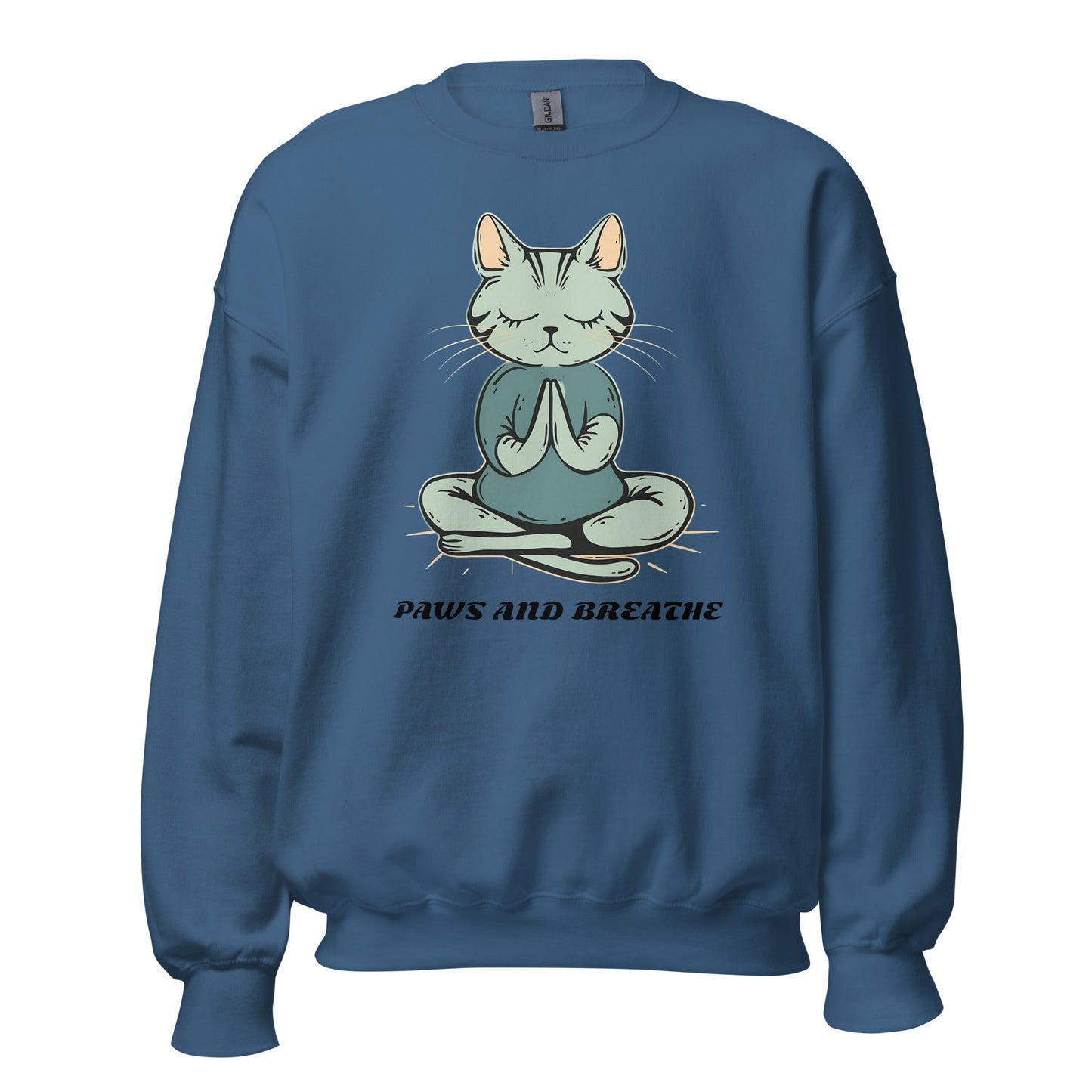 Women's Cat Meditating Sweatshirt - Paws and Breathe | Cozy & Stylish - Sublimegifts4u.com