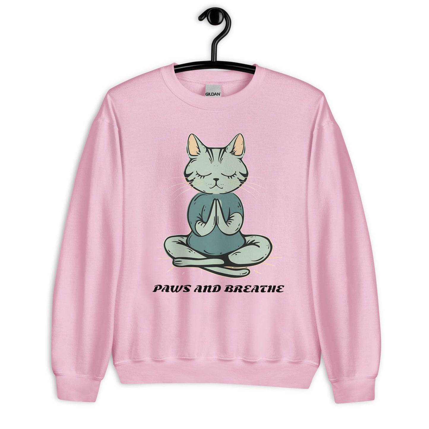 Women's Cat Meditating Sweatshirt - Paws and Breathe | Cozy & Stylish - Sublimegifts4u.com