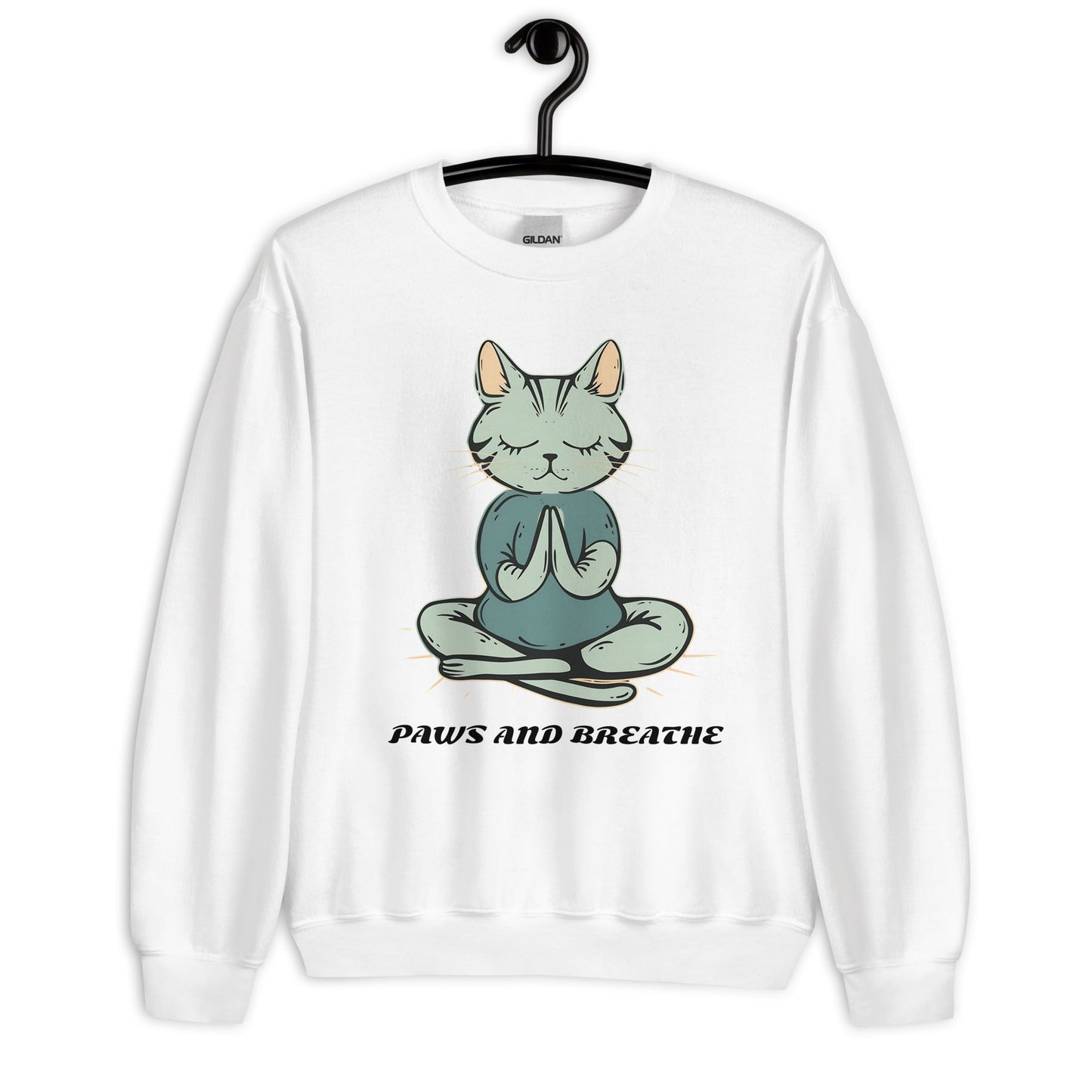 Women's Cat Meditating Sweatshirt - Paws and Breathe | Cozy & Stylish - Sublimegifts4u.com