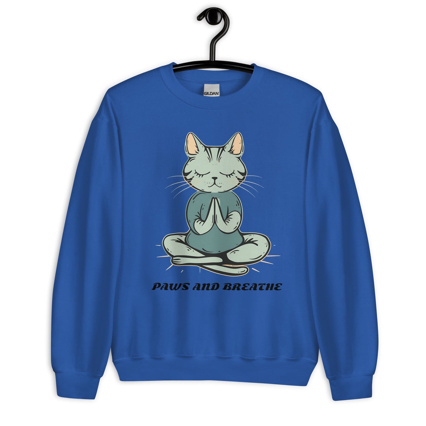 Women's Cat Meditating Sweatshirt - Paws and Breathe | Cozy & Stylish - Sublimegifts4u.com