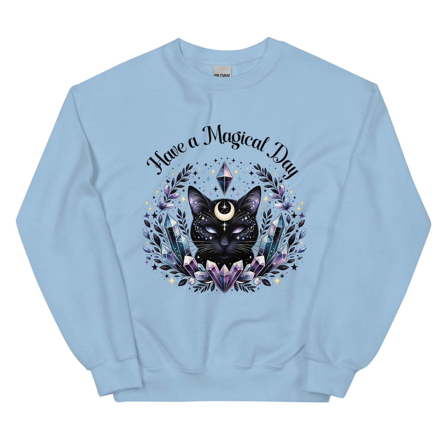 Women's Celestial Cat Sweatshirt - 'Have a Magical Day' - Cozy & Stylish - Sublimegifts4u.com