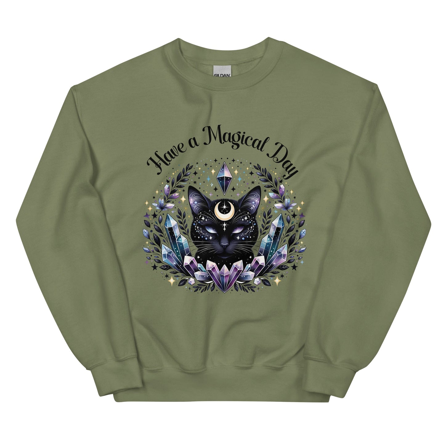 Women's Celestial Cat Sweatshirt - 'Have a Magical Day' - Cozy & Stylish - Sublimegifts4u.com