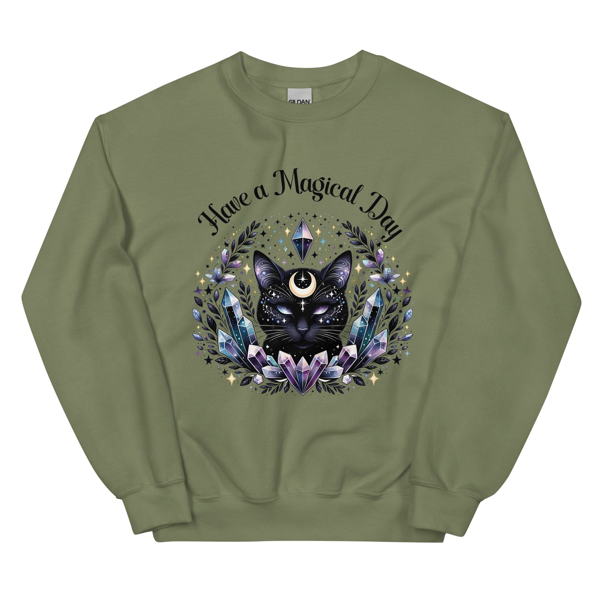 Women's Celestial Cat Sweatshirt - 'Have a Magical Day' - Cozy & Stylish - Sublimegifts4u.com