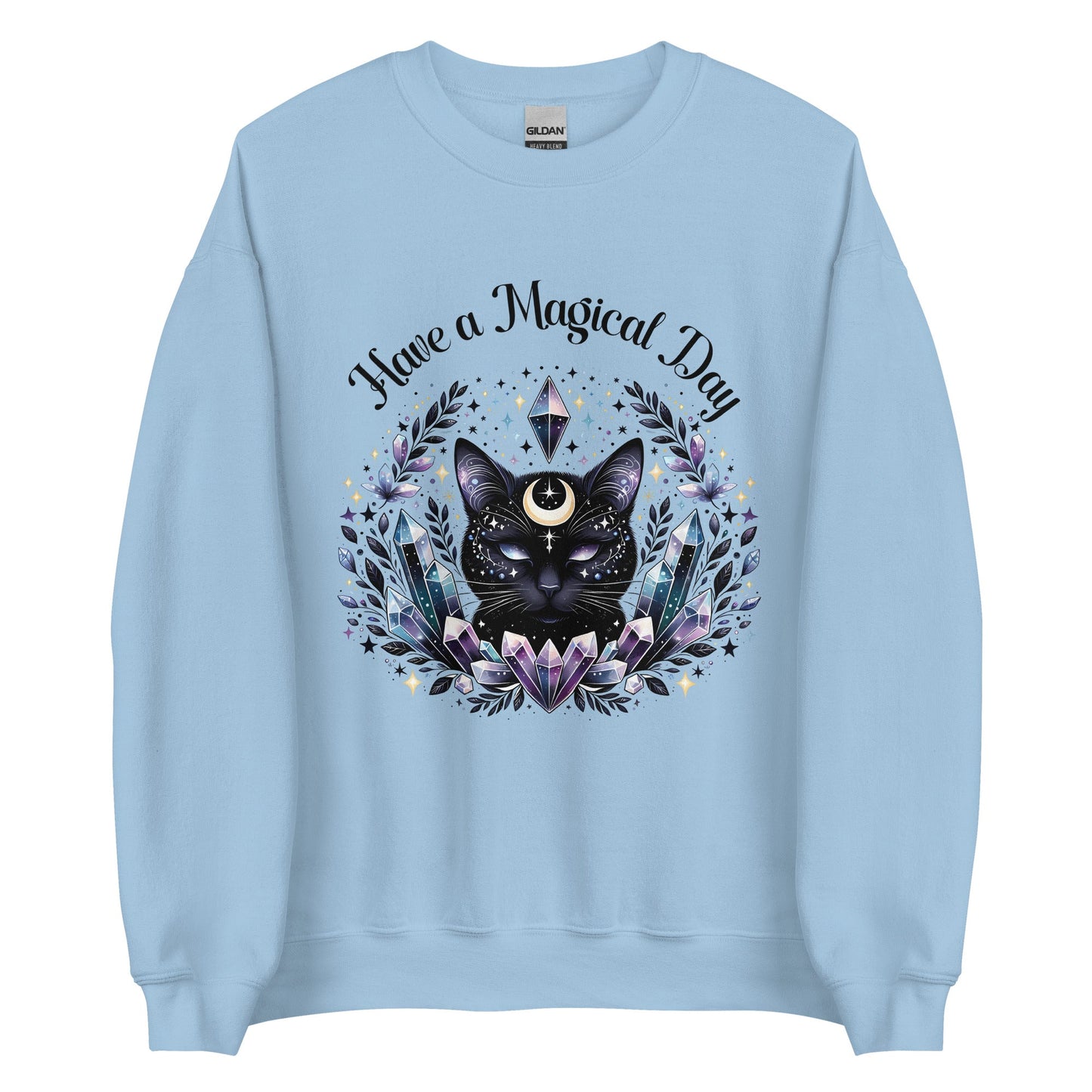 Women's Celestial Cat Sweatshirt - 'Have a Magical Day' - Cozy & Stylish - Sublimegifts4u.com