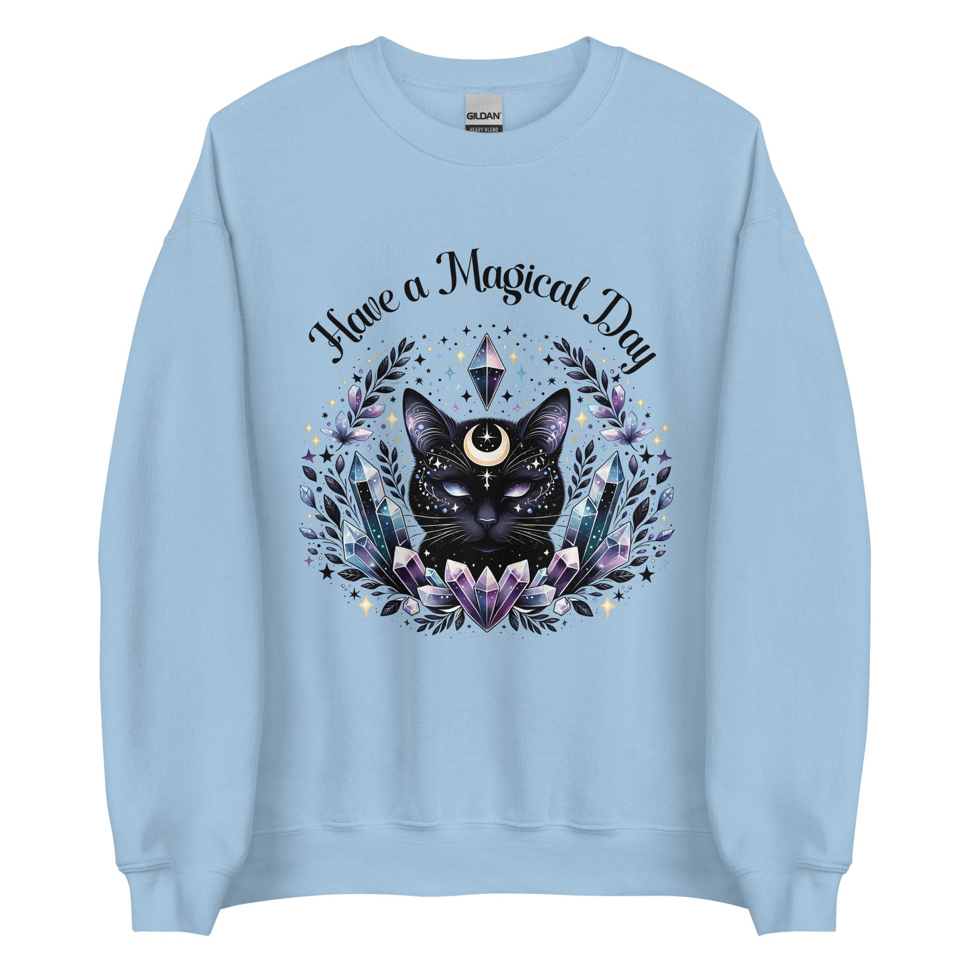 Women's Celestial Cat Sweatshirt - 'Have a Magical Day' - Cozy & Stylish - Sublimegifts4u.com