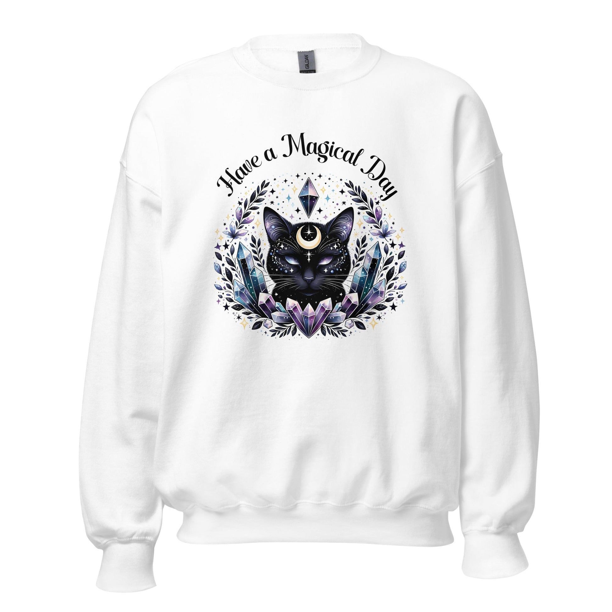 Women's Celestial Cat Sweatshirt - 'Have a Magical Day' - Cozy & Stylish - Sublimegifts4u.com