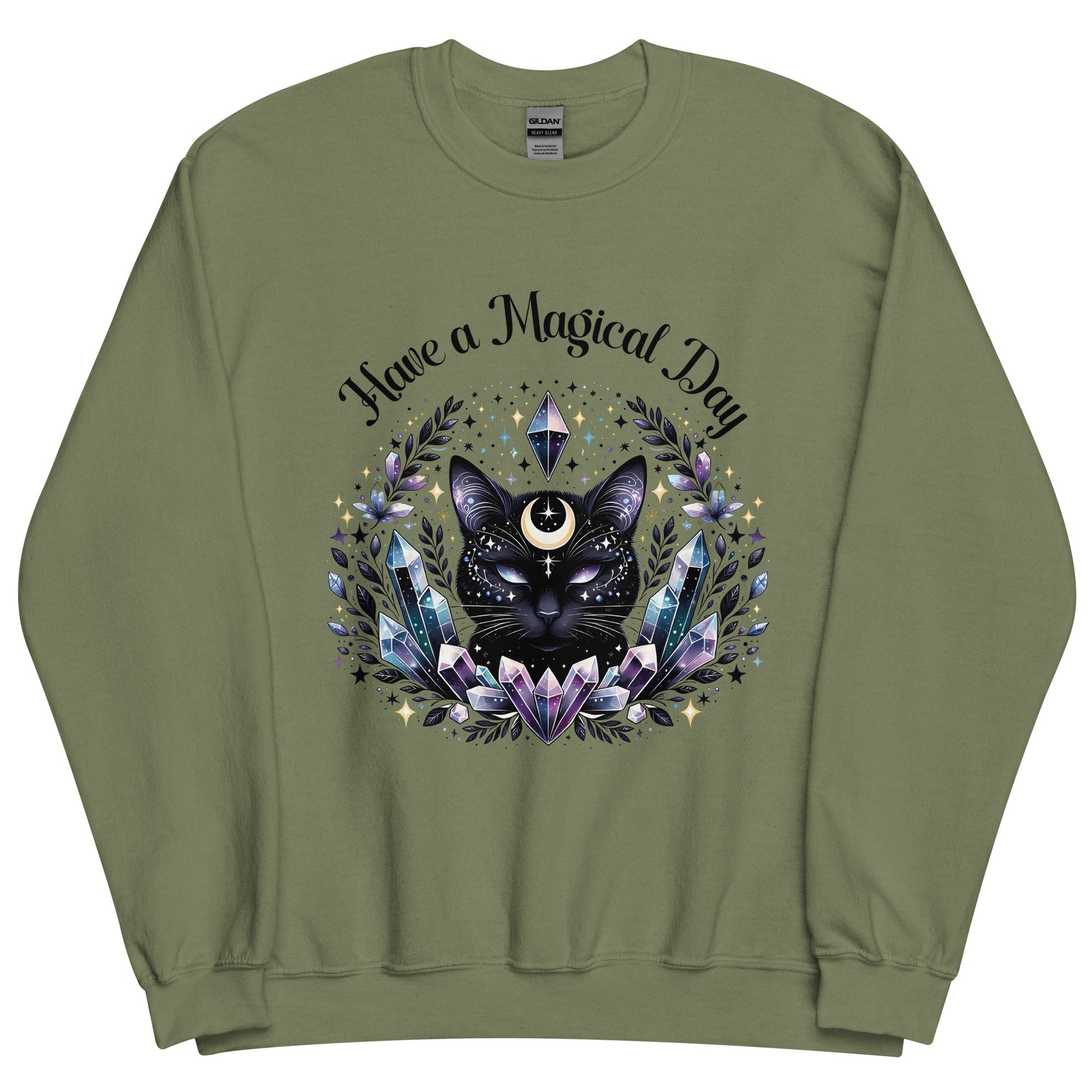 Women's Celestial Cat Sweatshirt - 'Have a Magical Day' - Cozy & Stylish - Sublimegifts4u.com