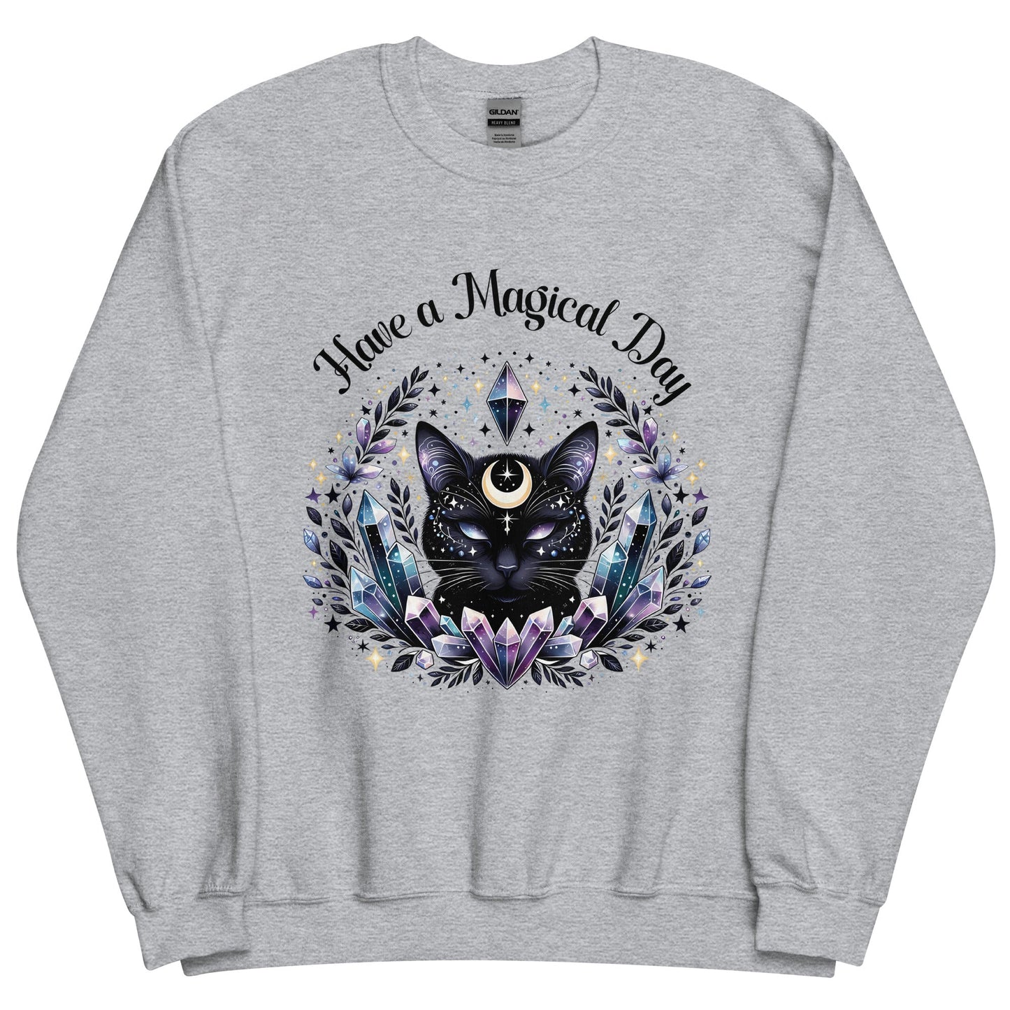 Women's Celestial Cat Sweatshirt - 'Have a Magical Day' - Cozy & Stylish - Sublimegifts4u.com