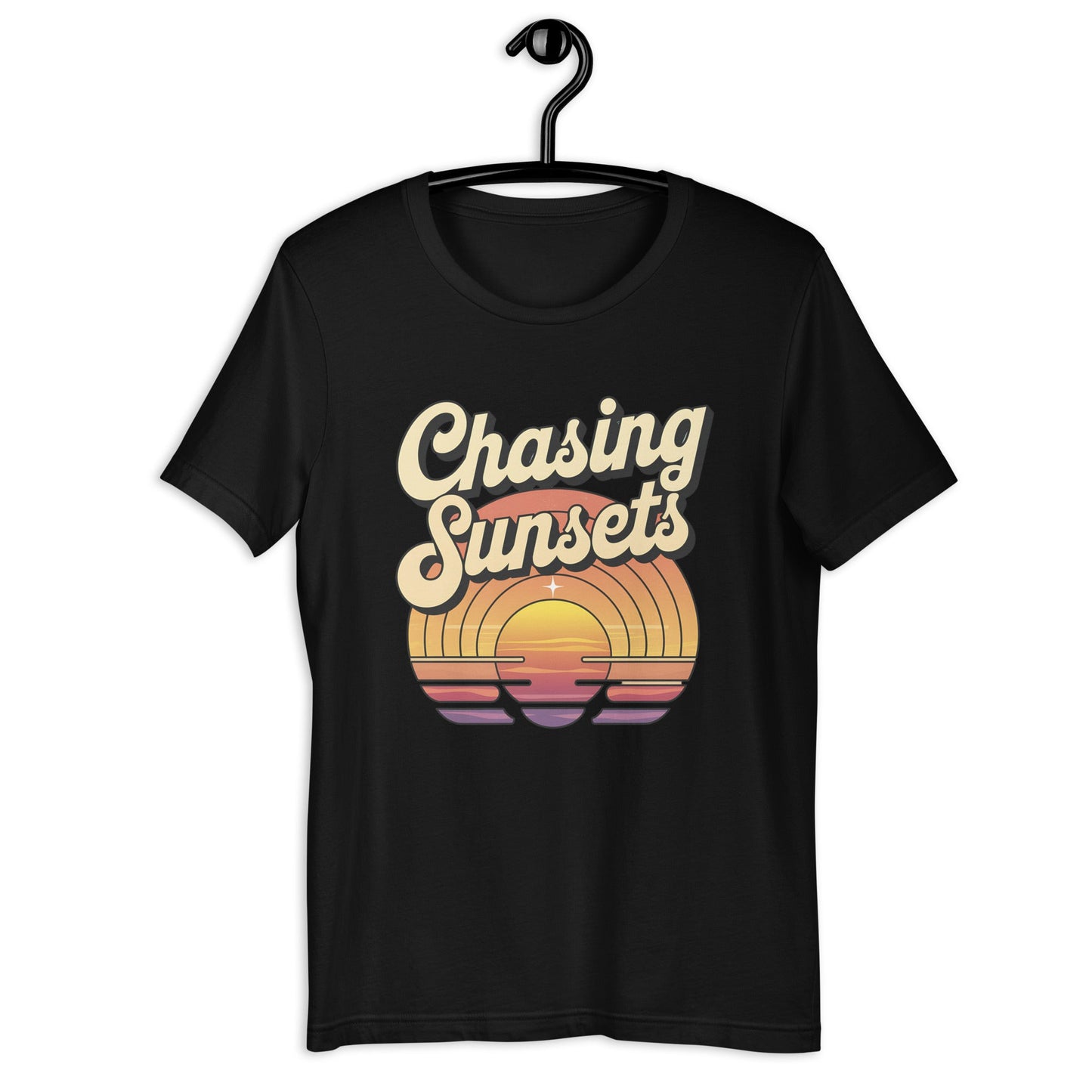 Women's "Chasing Sunsets" Tee with Vintage Retro Sunset Design - Soft and Lightweight - Sublimegifts4u.com