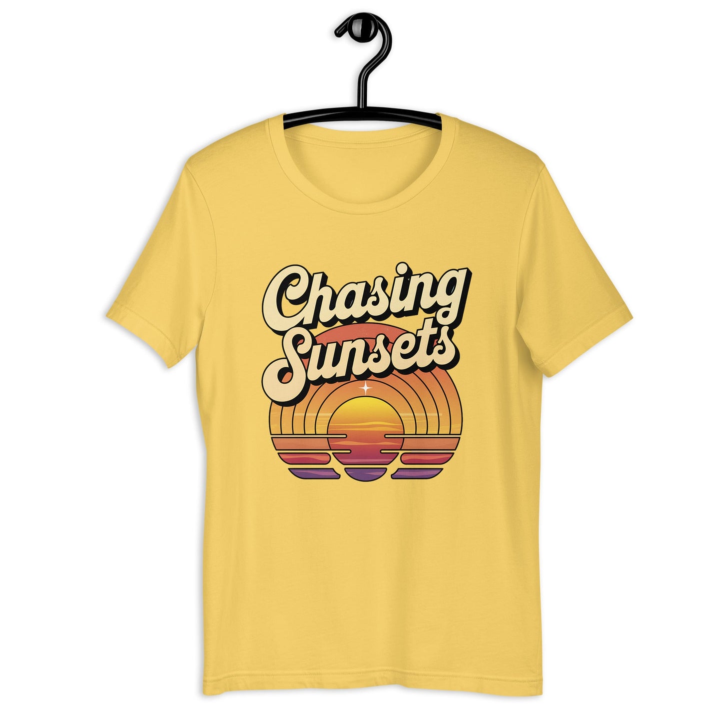 Women's "Chasing Sunsets" Tee with Vintage Retro Sunset Design - Soft and Lightweight - Sublimegifts4u.com