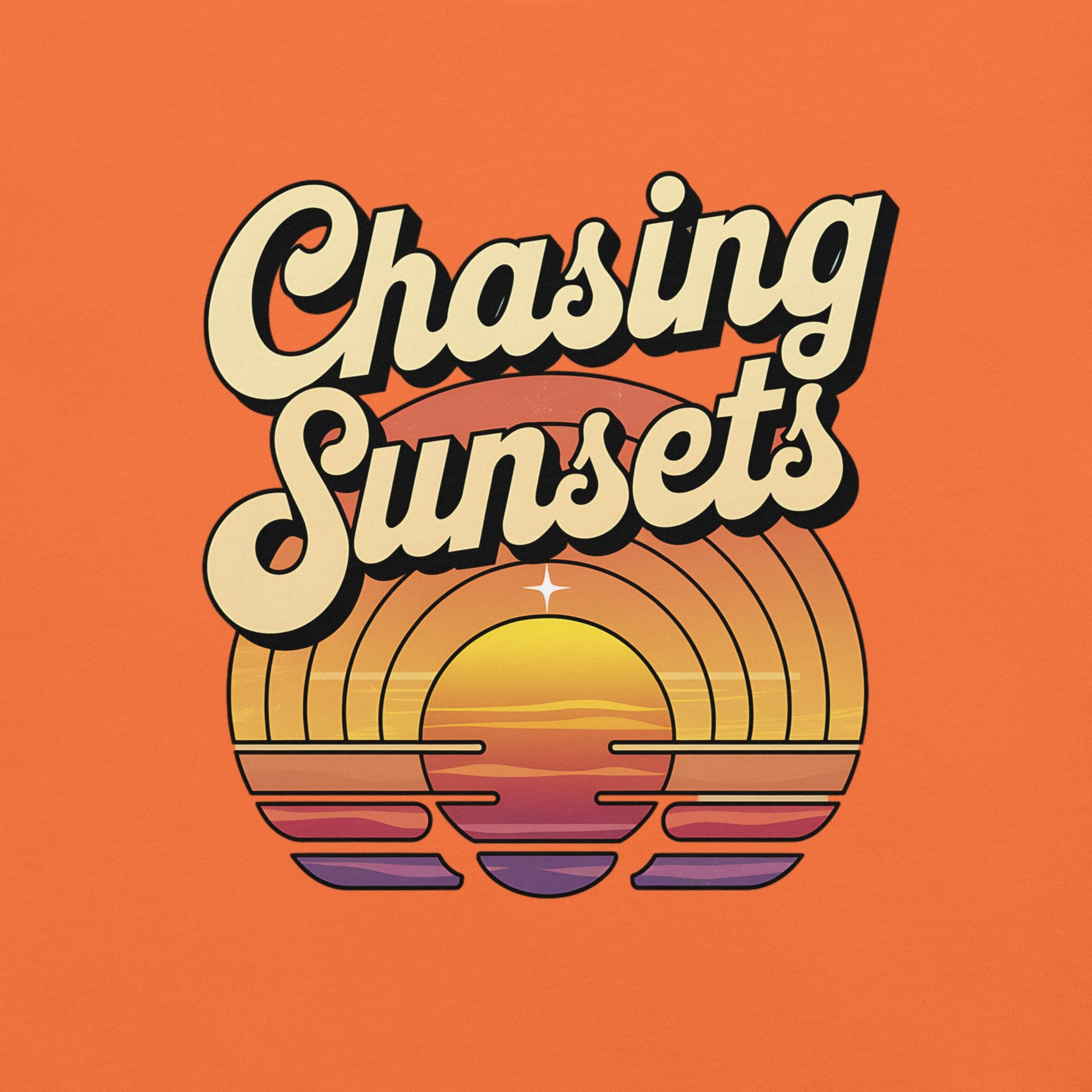 Women's "Chasing Sunsets" Tee with Vintage Retro Sunset Design - Soft and Lightweight - Sublimegifts4u.com