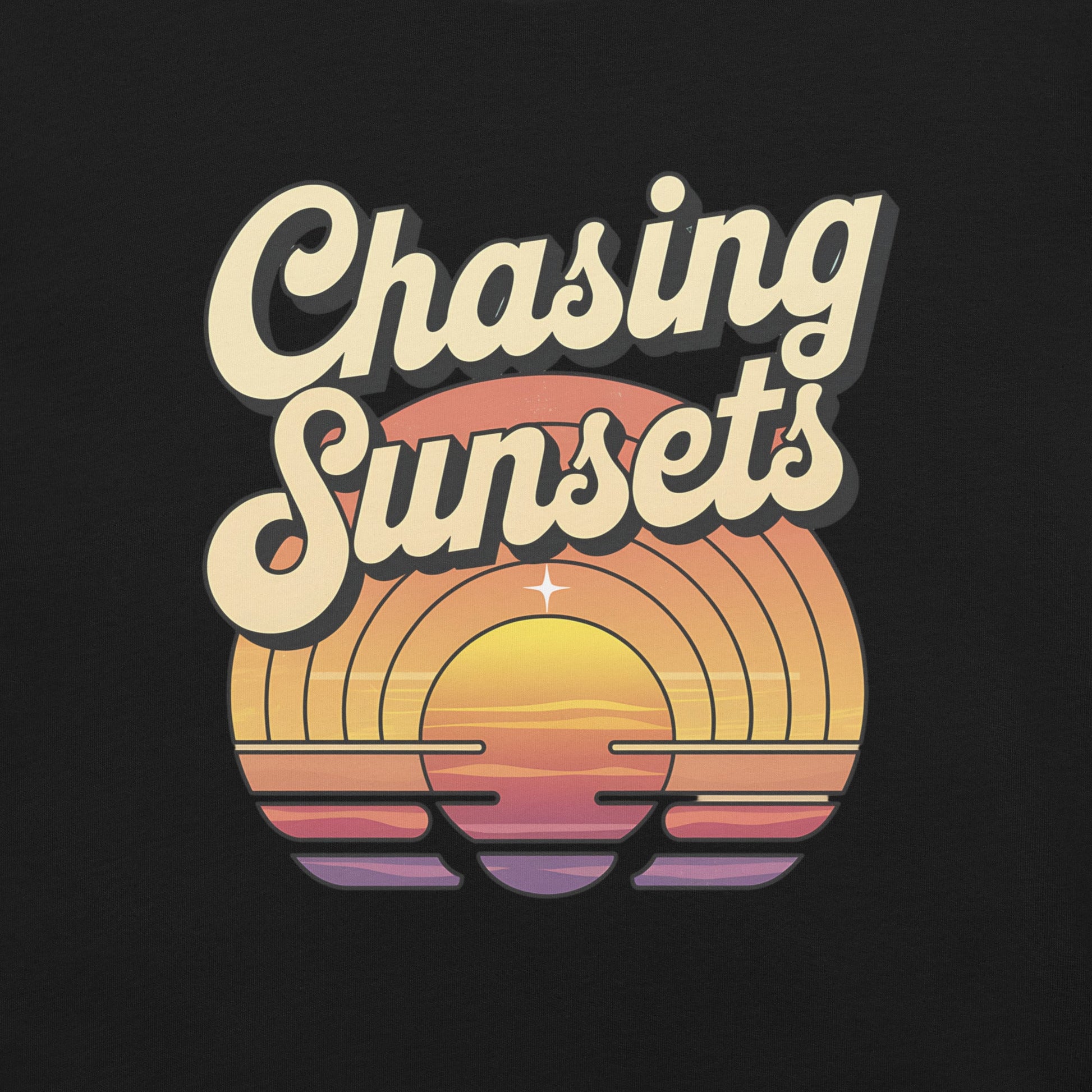 Women's "Chasing Sunsets" Tee with Vintage Retro Sunset Design - Soft and Lightweight - Sublimegifts4u.com