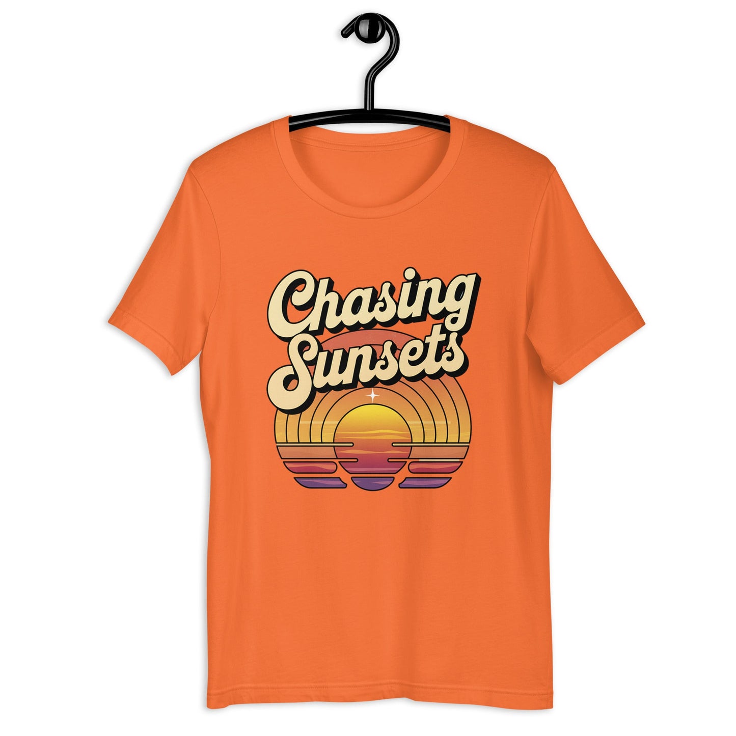 Women's "Chasing Sunsets" Tee with Vintage Retro Sunset Design - Soft and Lightweight - Sublimegifts4u.com