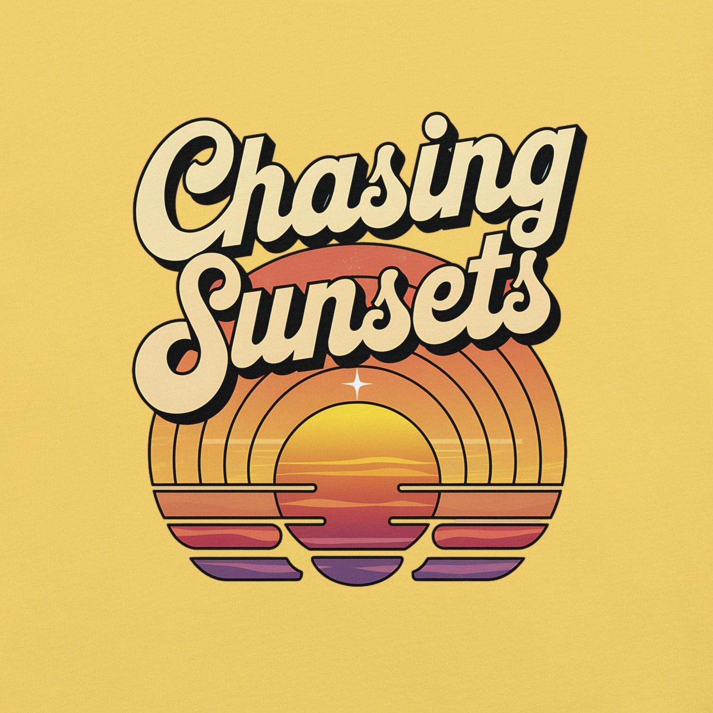 Women's "Chasing Sunsets" Tee with Vintage Retro Sunset Design - Soft and Lightweight - Sublimegifts4u.com