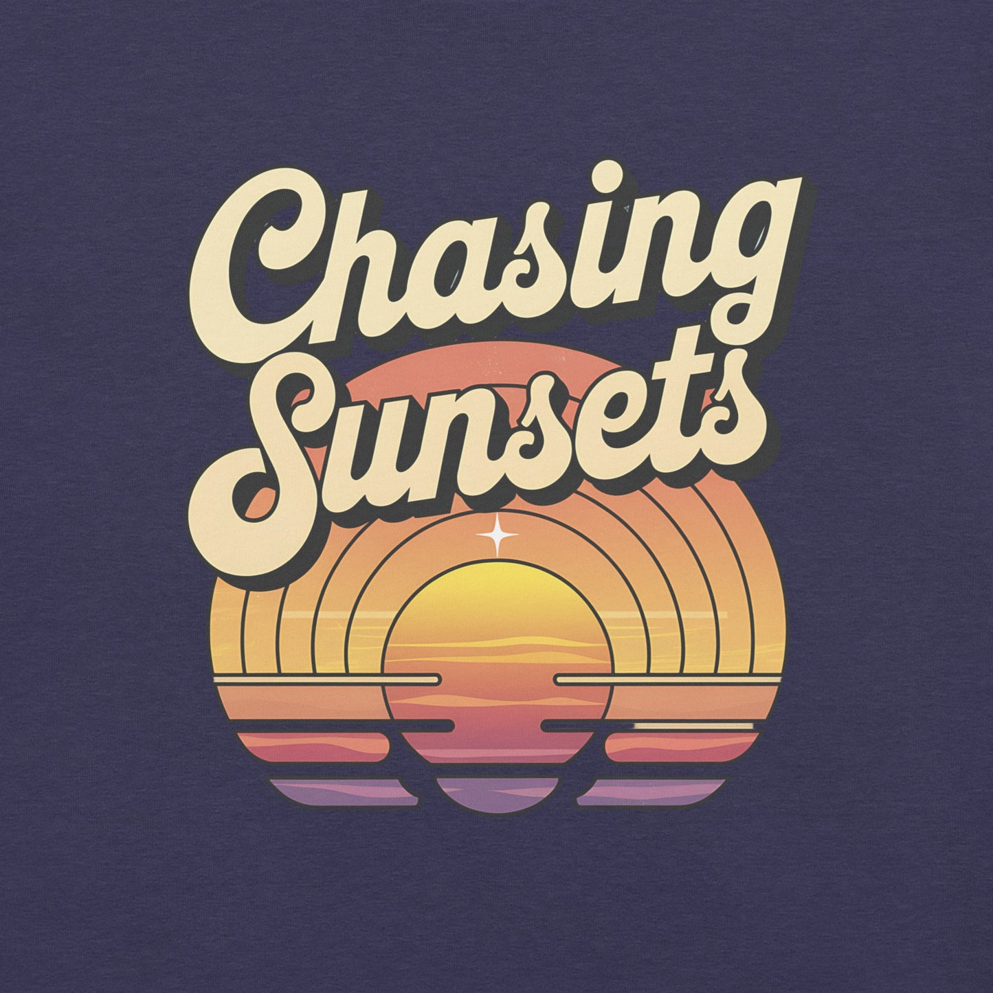 Women's "Chasing Sunsets" Tee with Vintage Retro Sunset Design - Soft and Lightweight - Sublimegifts4u.com