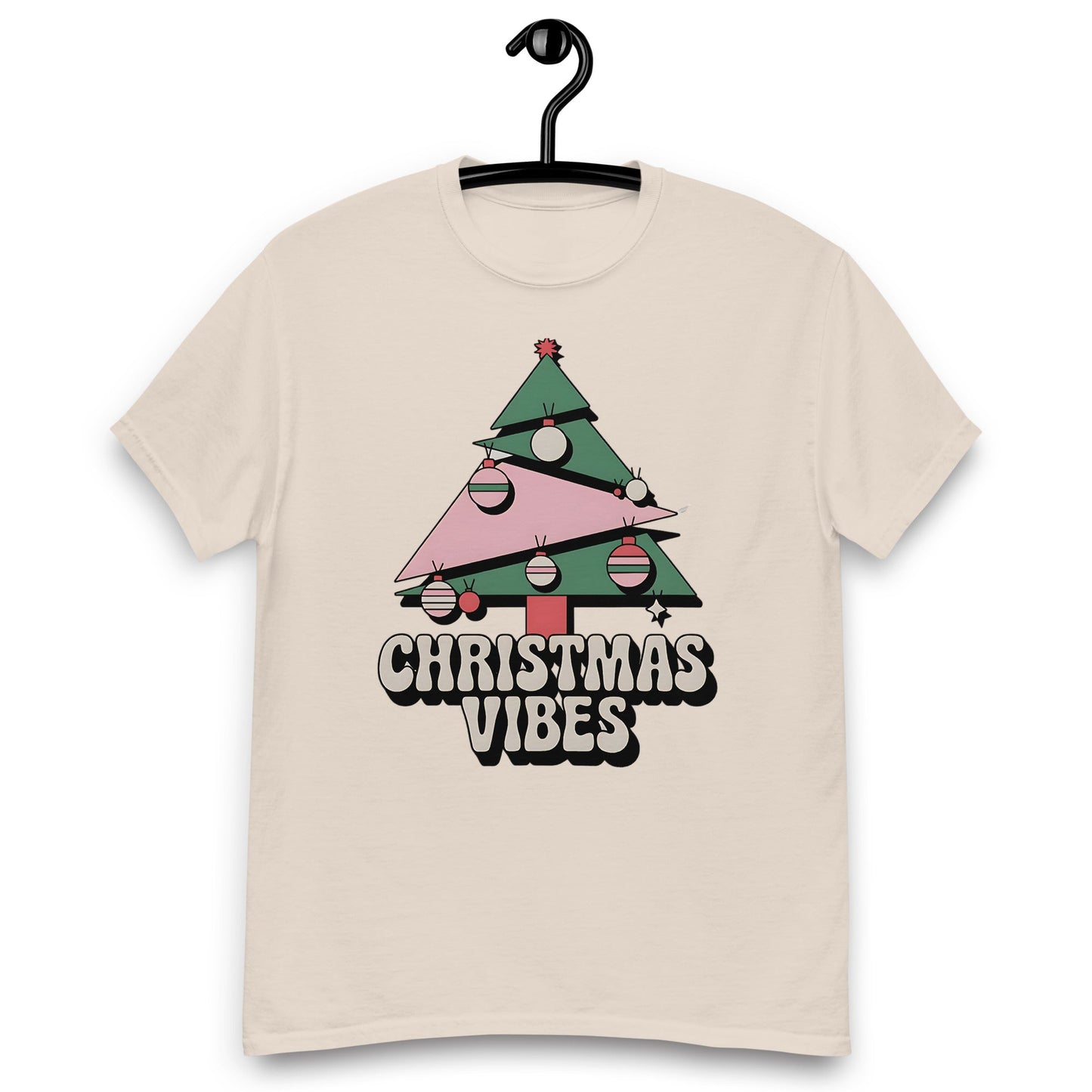 Women's Christmas T-Shirt - Abstract Tree Design with "Christmas Vibes - Sublimegifts4u.com