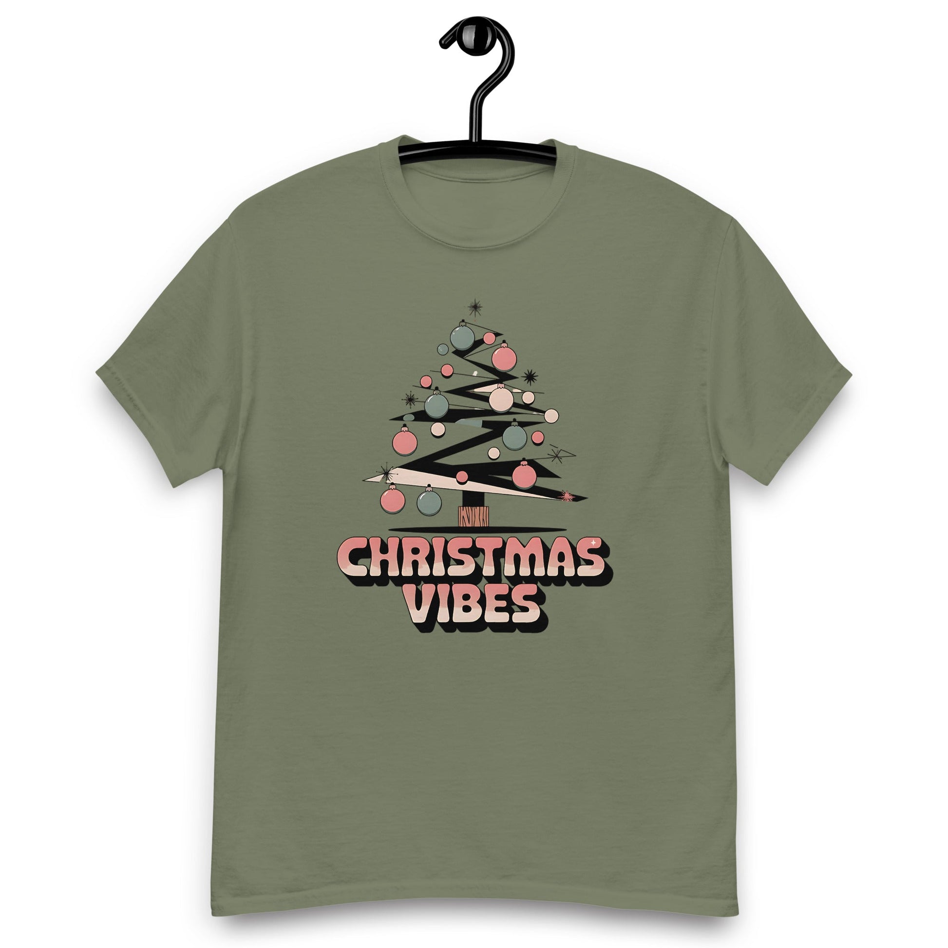 Women's Christmas T-Shirt - Abstract Tree Design with "Christmas Vibes - Sublimegifts4u.com