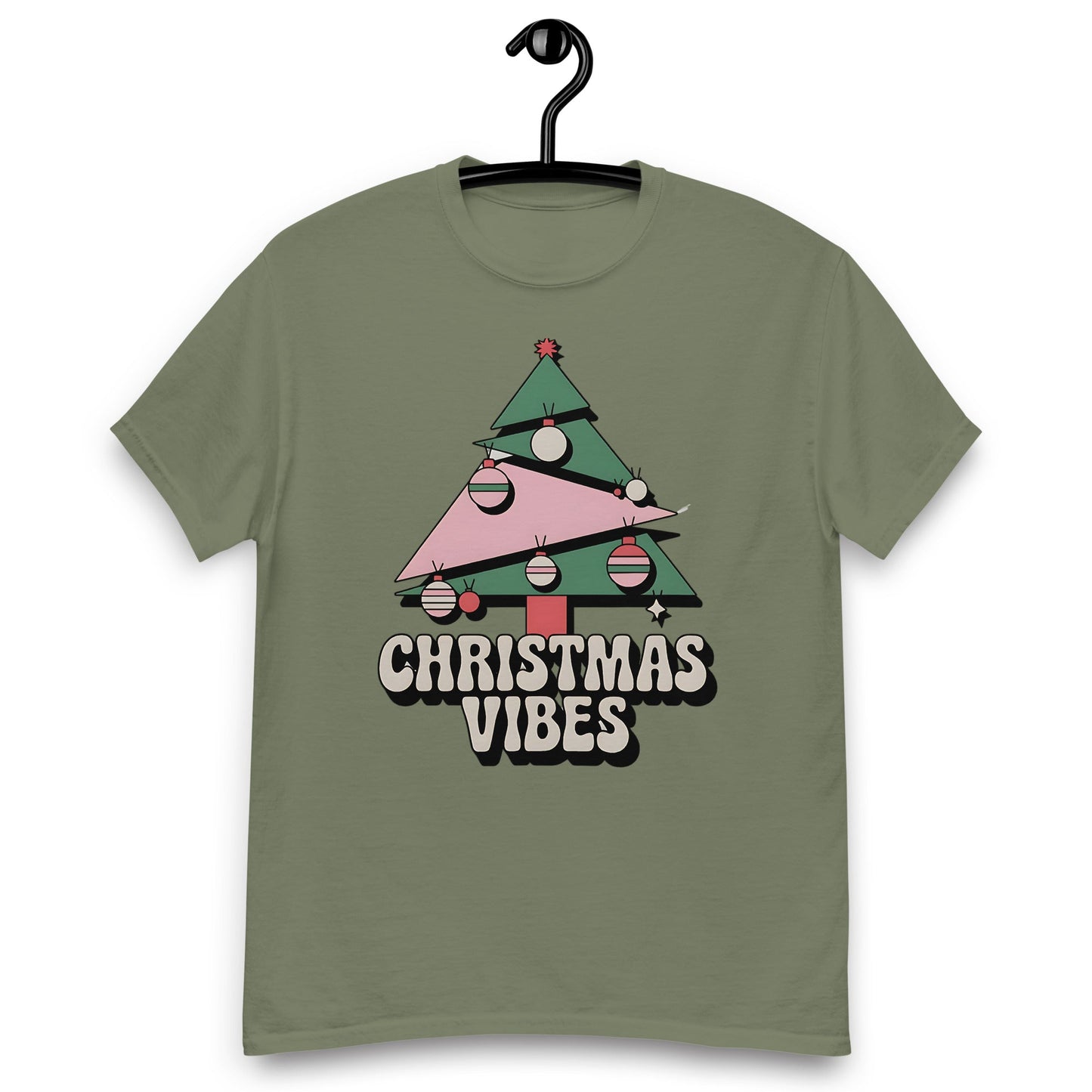 Women's Christmas T-Shirt - Abstract Tree Design with "Christmas Vibes - Sublimegifts4u.com