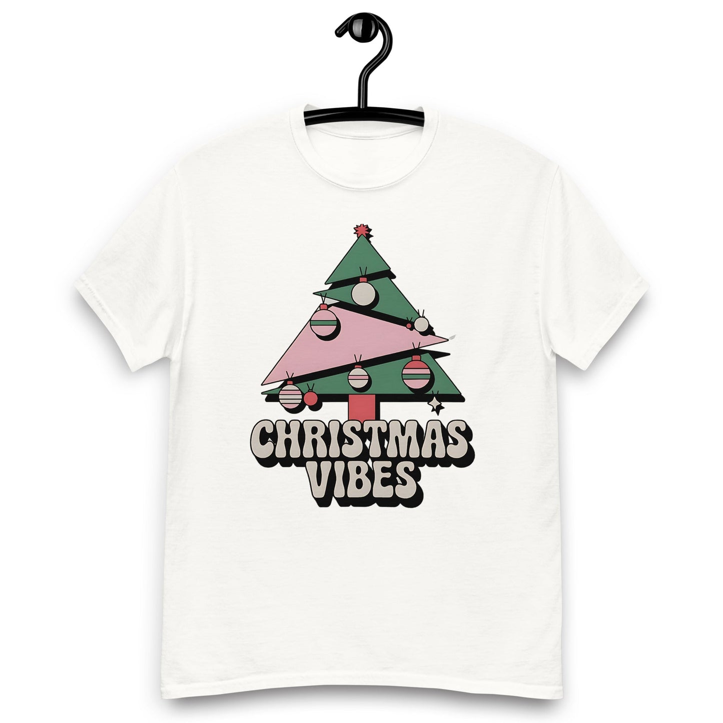 Women's Christmas T-Shirt - Abstract Tree Design with "Christmas Vibes - Sublimegifts4u.com