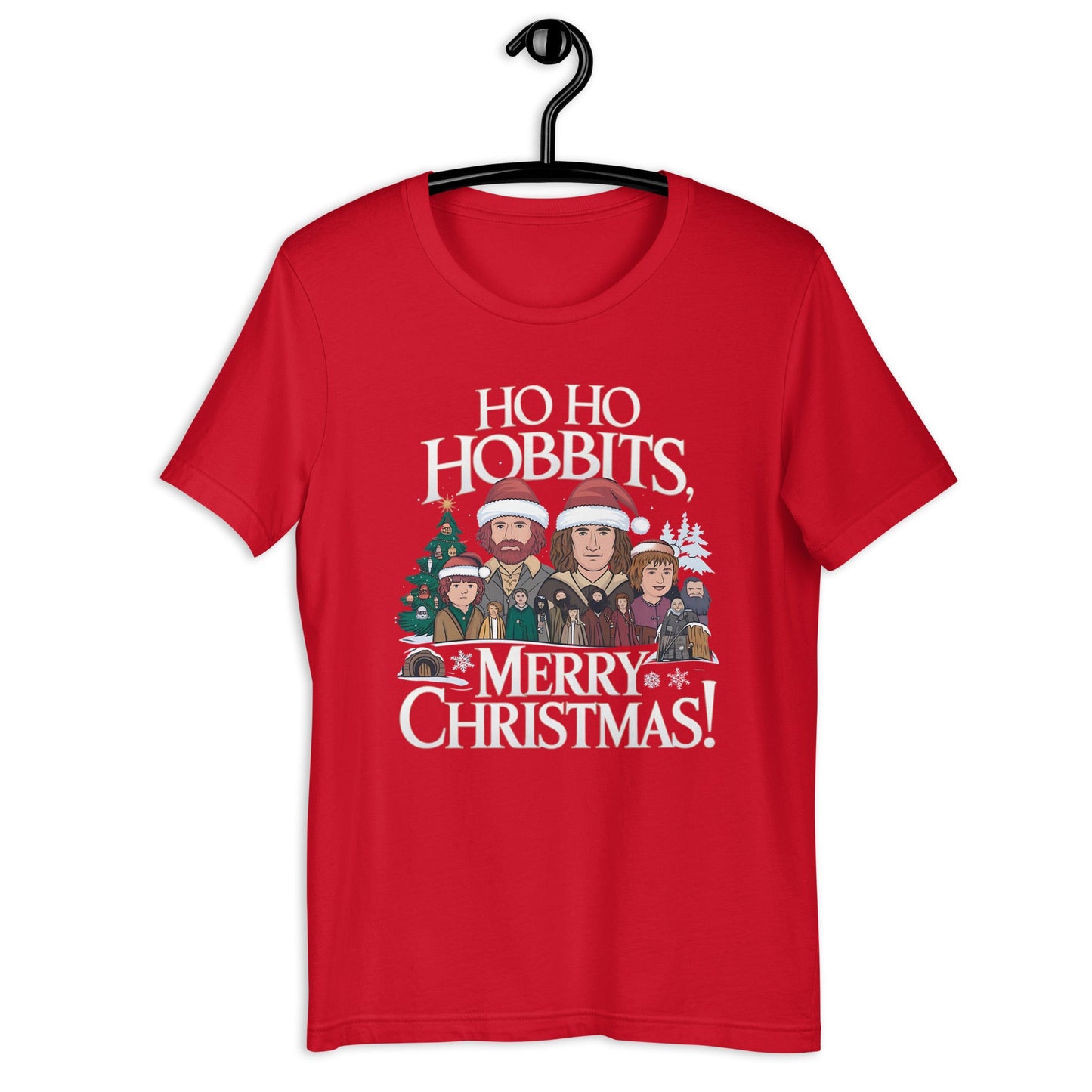 Women’s Christmas T-Shirt – "Ho Ho Hobbits Merry Christmas" Inspired by The Hobbit Series - Sublimegifts4u.com