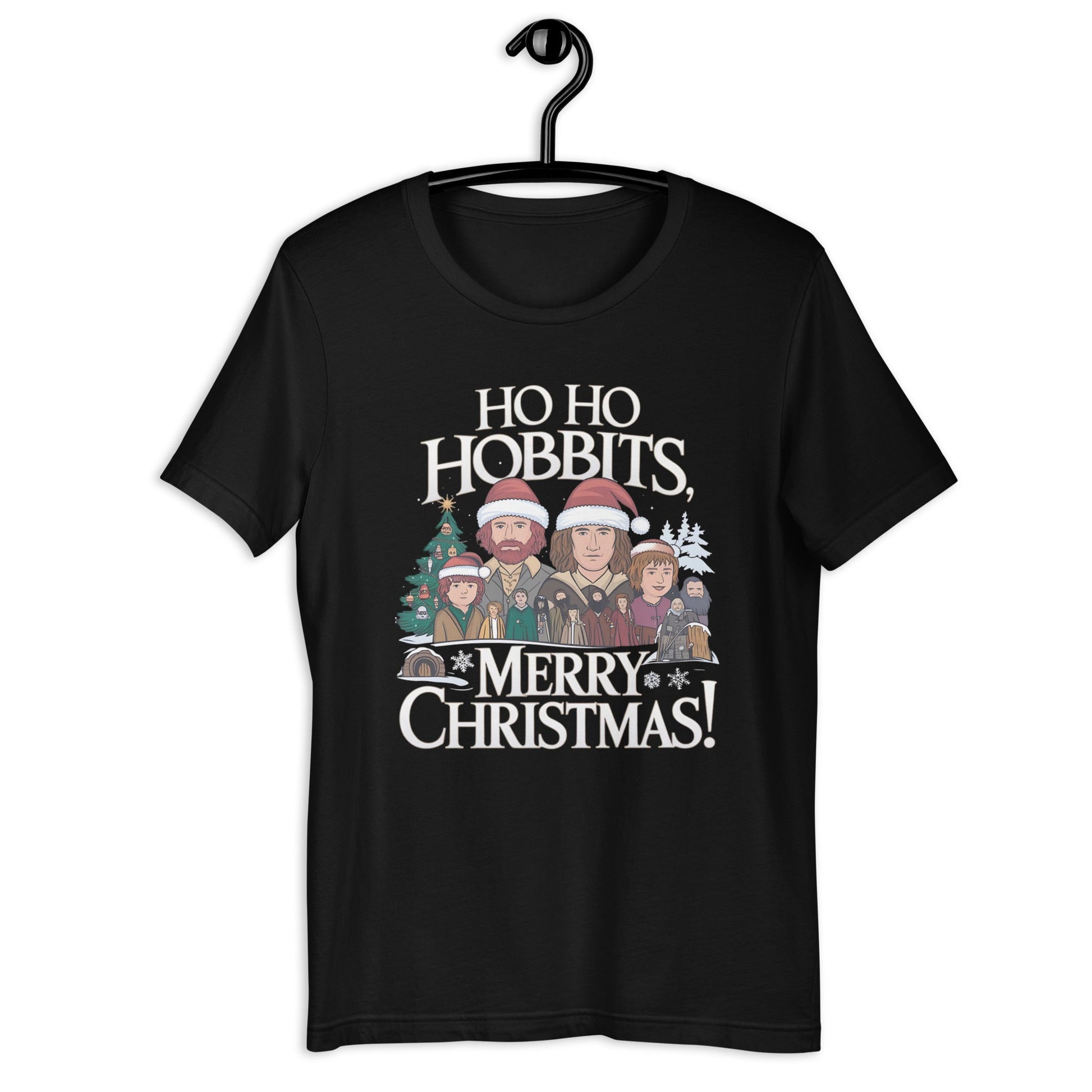 Women’s Christmas T-Shirt – "Ho Ho Hobbits Merry Christmas" Inspired by The Hobbit Series - Sublimegifts4u.com