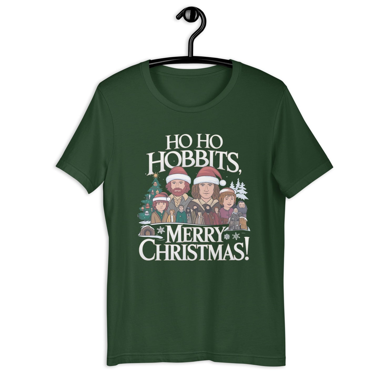 Women’s Christmas T-Shirt – "Ho Ho Hobbits Merry Christmas" Inspired by The Hobbit Series - Sublimegifts4u.com