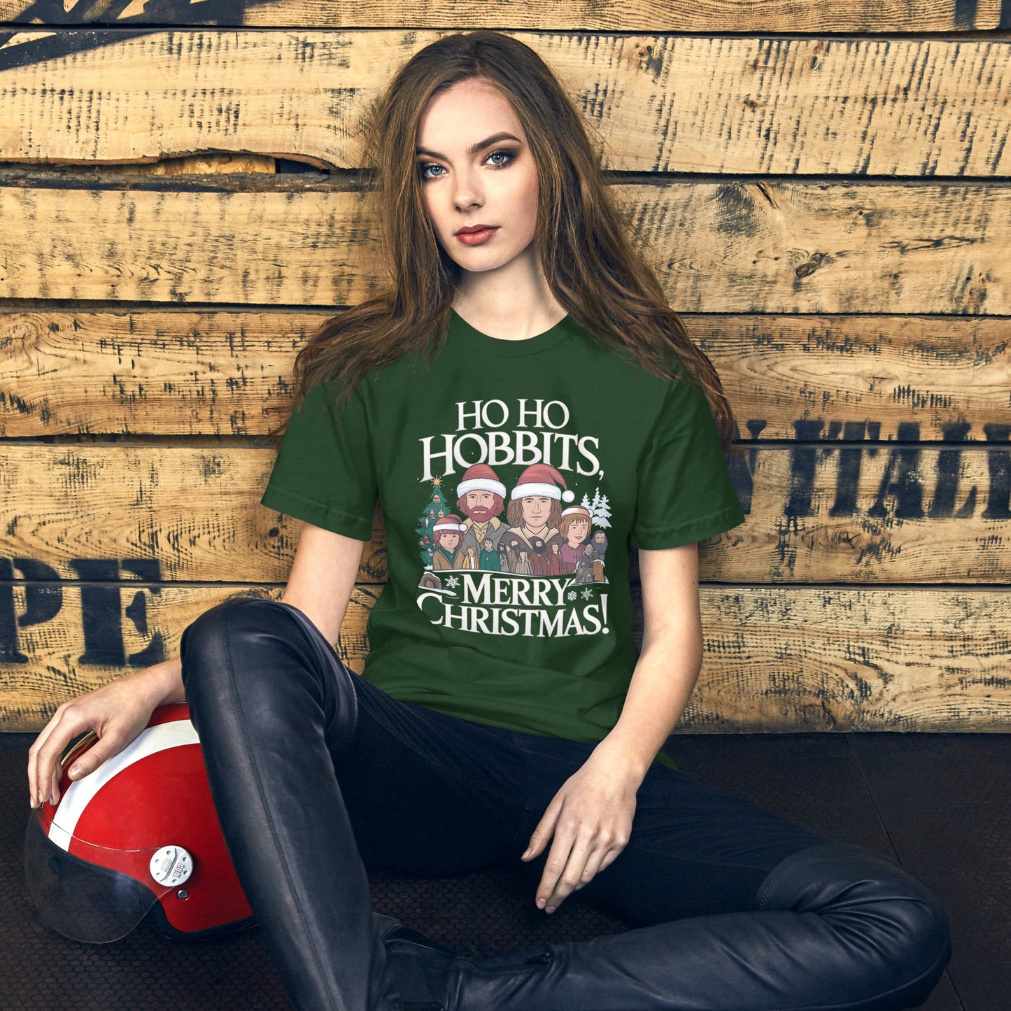 Women’s Christmas T-Shirt – "Ho Ho Hobbits Merry Christmas" Inspired by The Hobbit Series - Sublimegifts4u.com