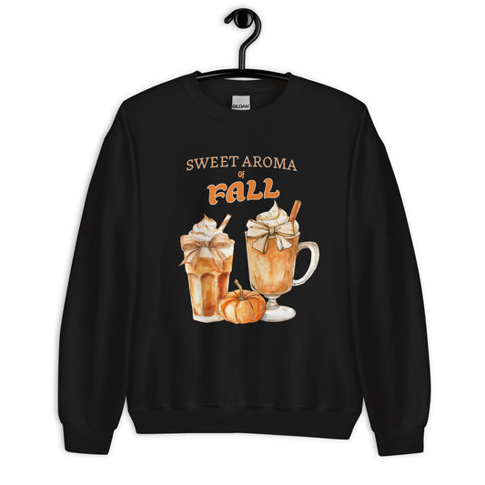 Women's Cozy Fall Sweatshirt - Sweet Aroma of Fall & Spiced Latte Design - Sublimegifts4u.com