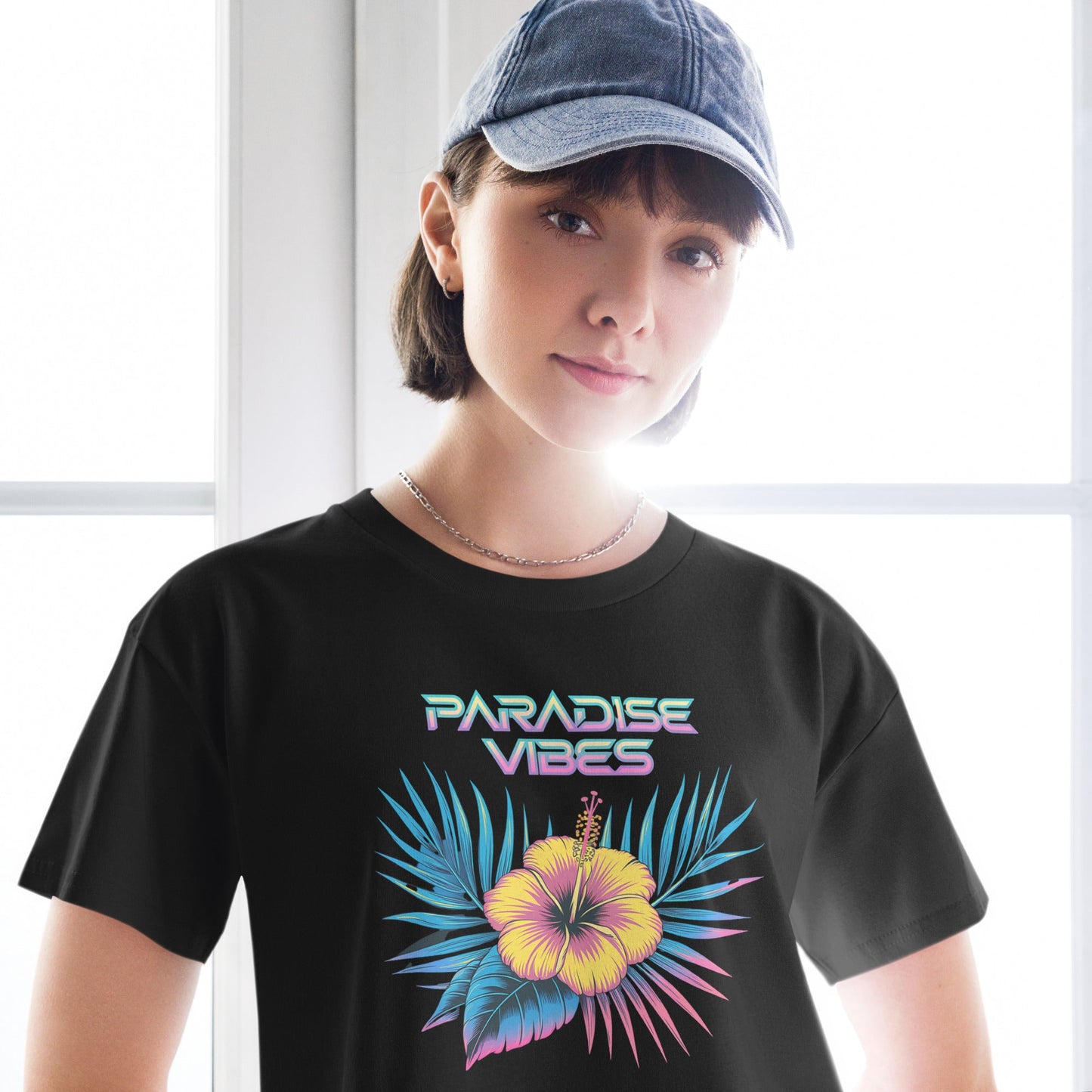 Women's Crop Top with Tropical Flower Design - "Paradise Vibes" - Soft and Stylish - Sublimegifts4u.com